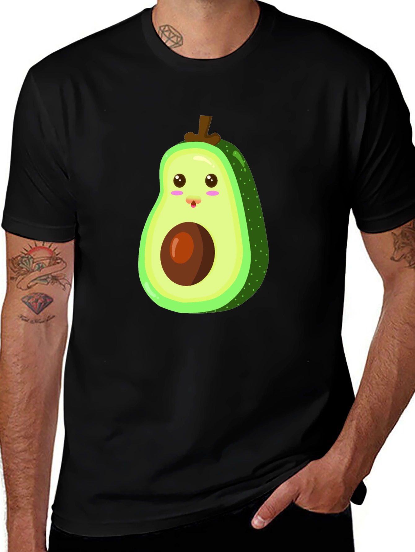 Variant 7 of Cute Avocado Graphic Black T-Shirt