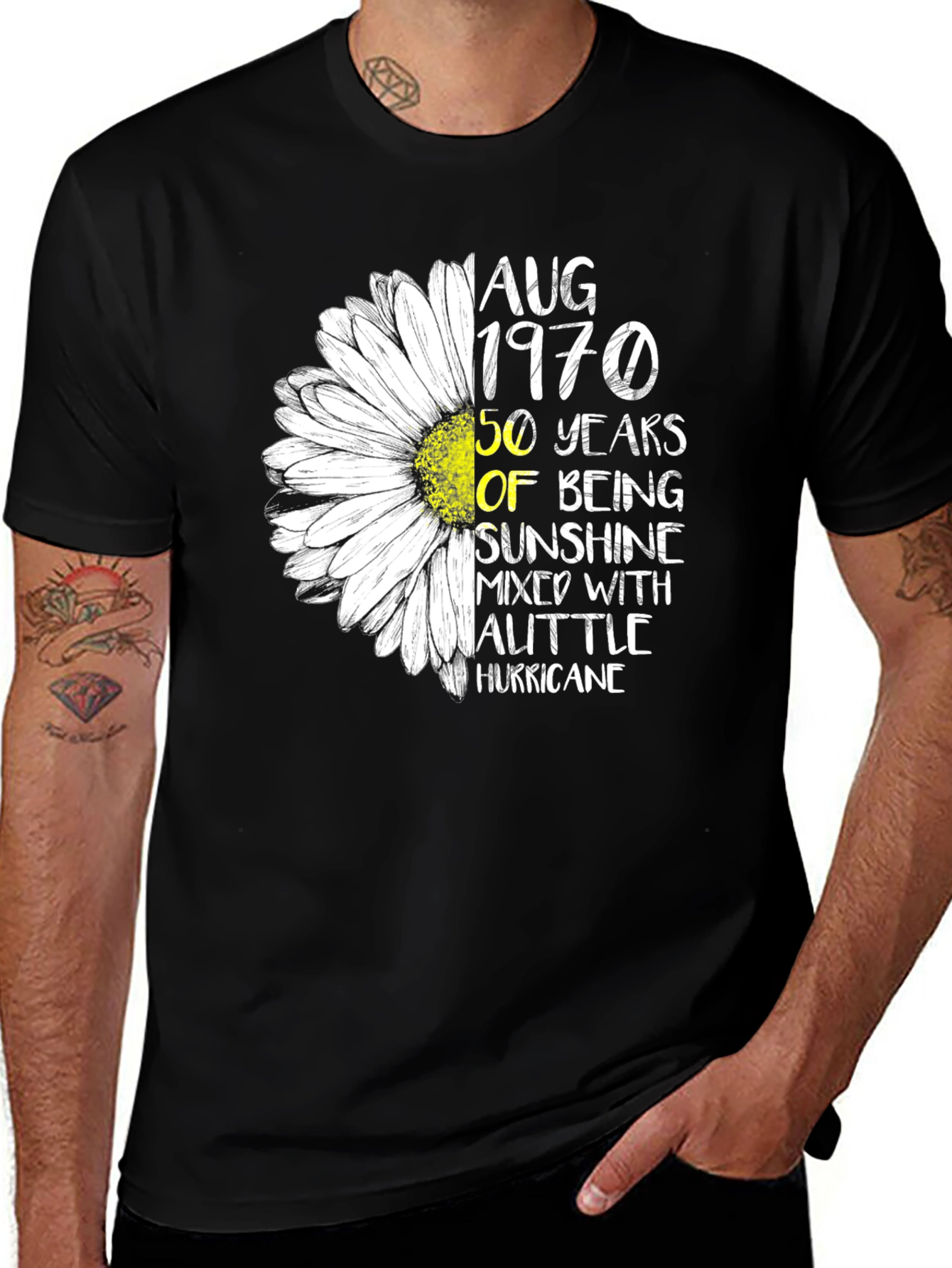 Variant 14 of August 1970 50th Birthday Sunflower T-Shirt
