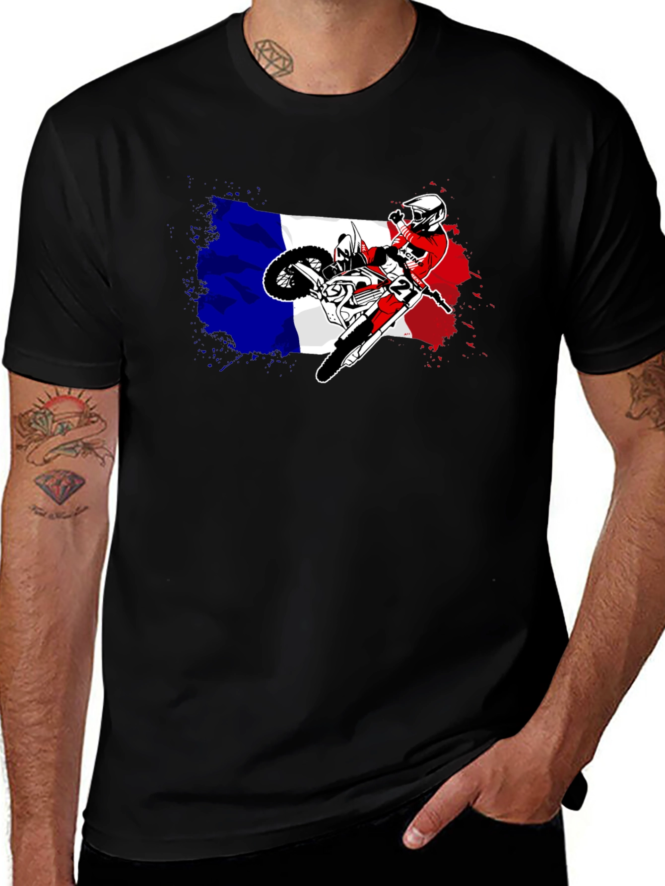 Motorcross French Flag Graphic T-Shirt