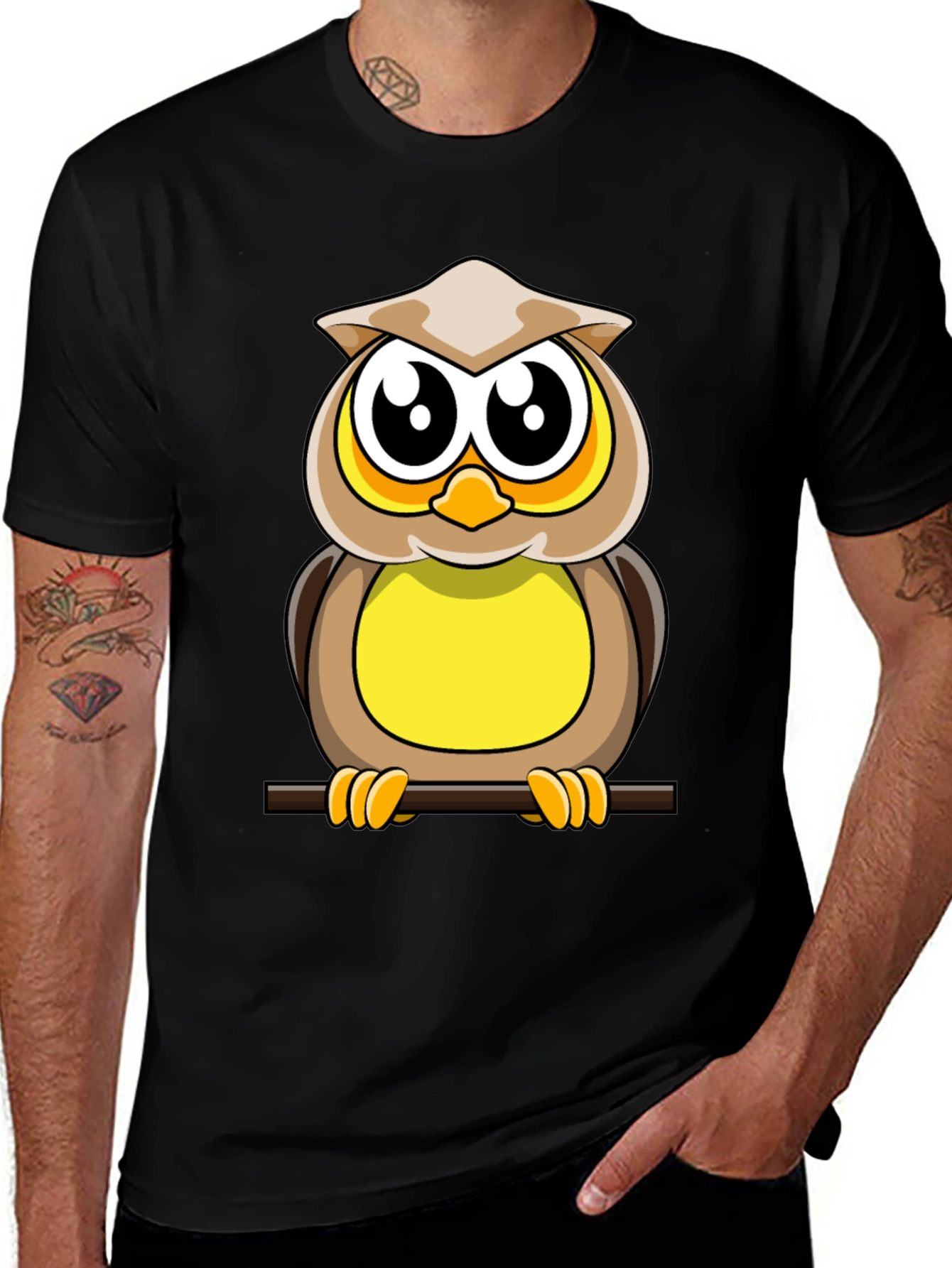 Variant 21 of Owl Graphic Print Black T-Shirt