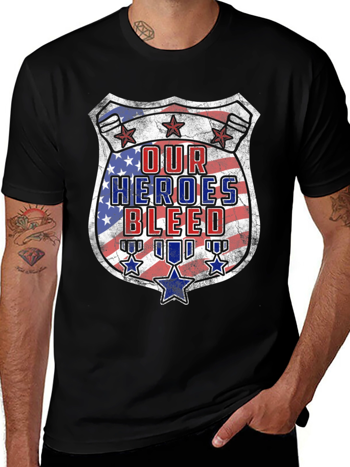 Our Heroes Bleed Patriotic Graphic T-Shirt