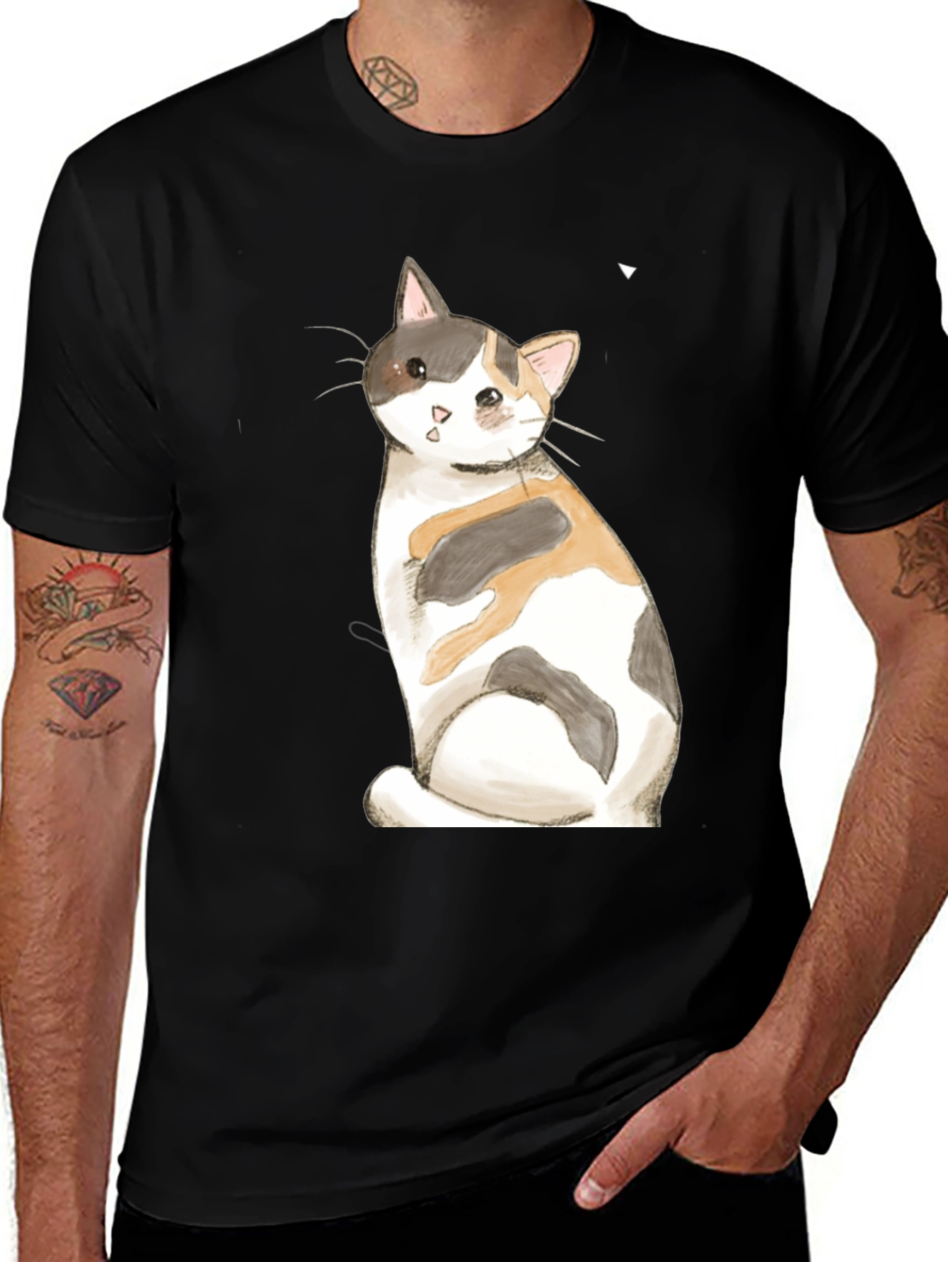 Variant 6 of Cute Calico Cat T-Shirt - Unisex Cotton Tee