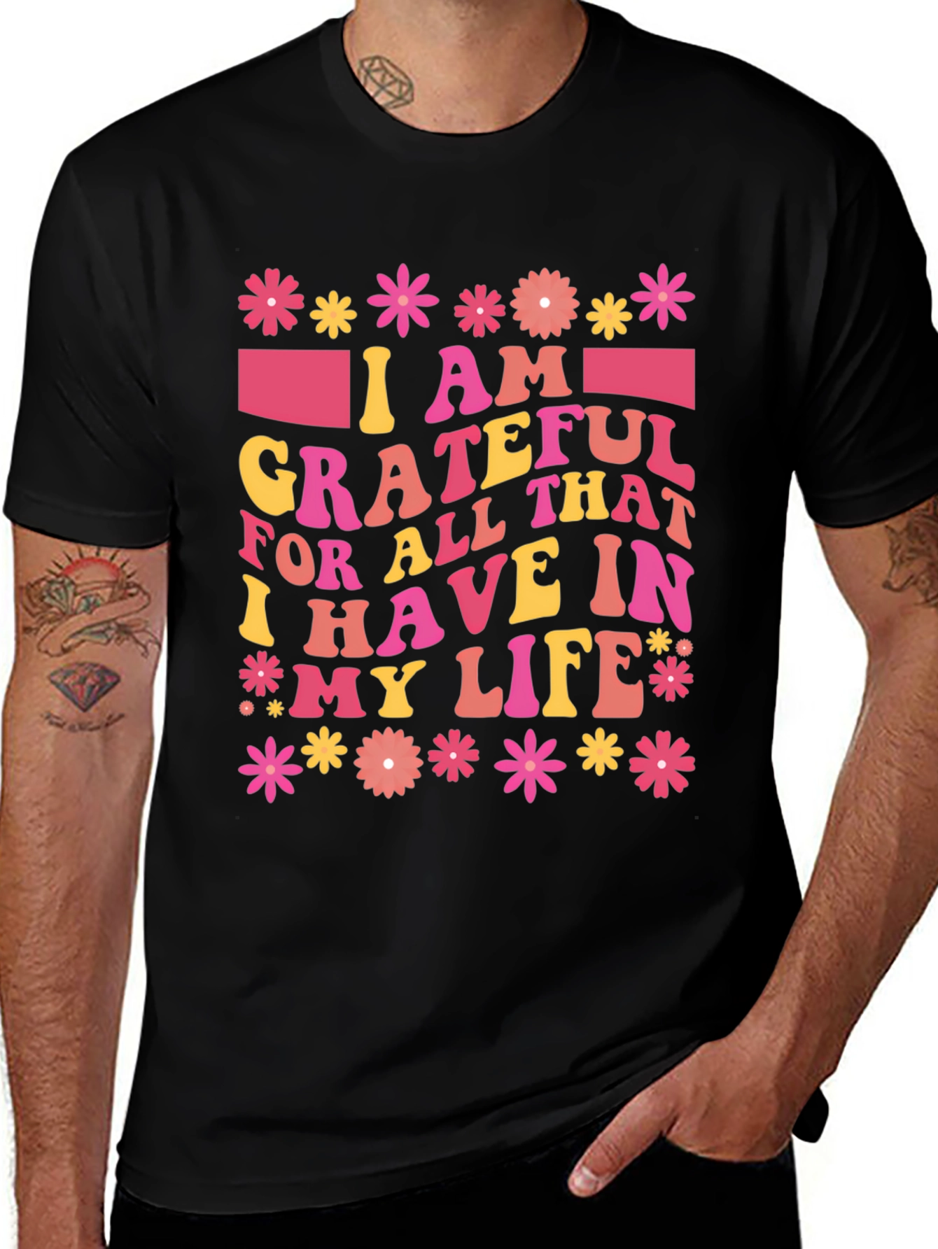 Variant 3 of Grateful Life Floral Graphic Tee - Soft & Stylish