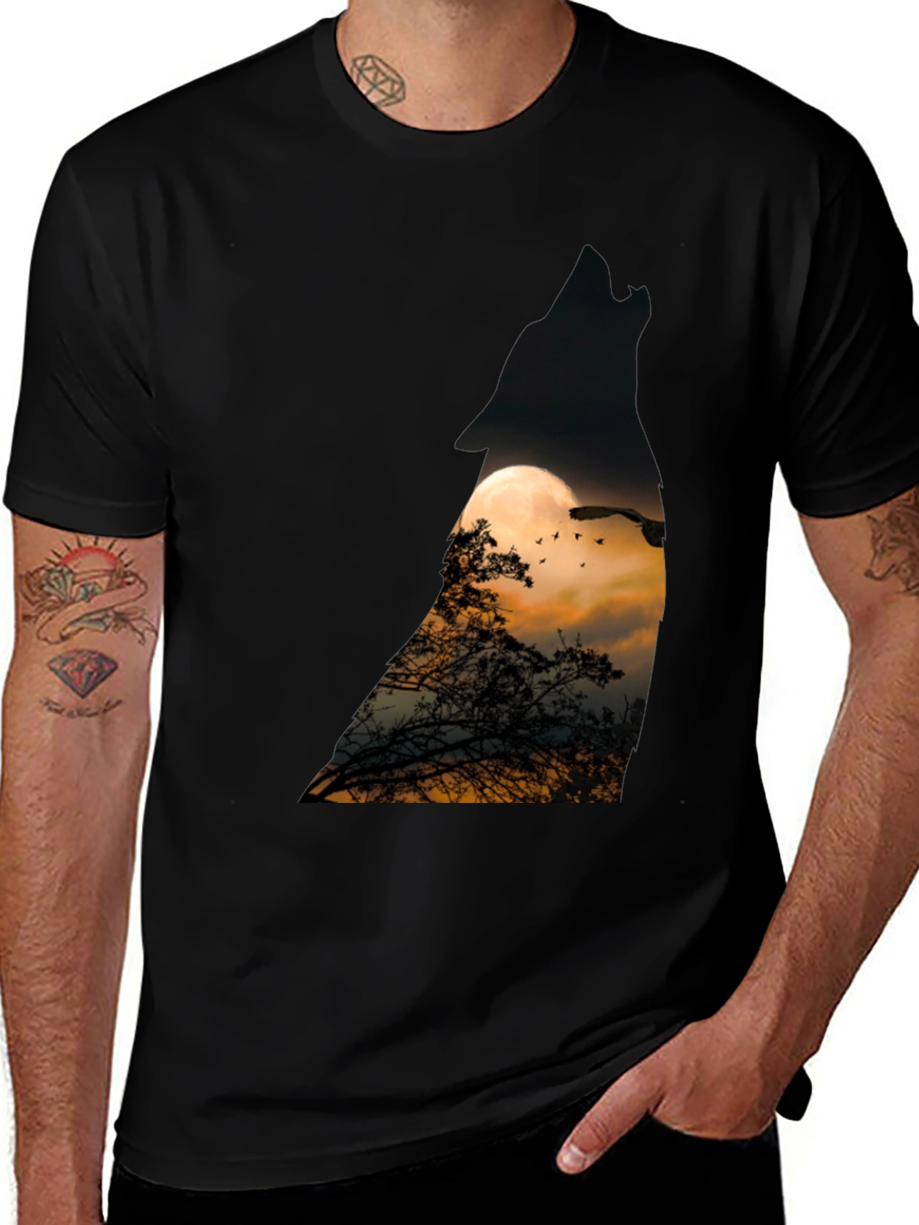 Variant 17 of Wolf Moon T-Shirt - Men's Black Tee