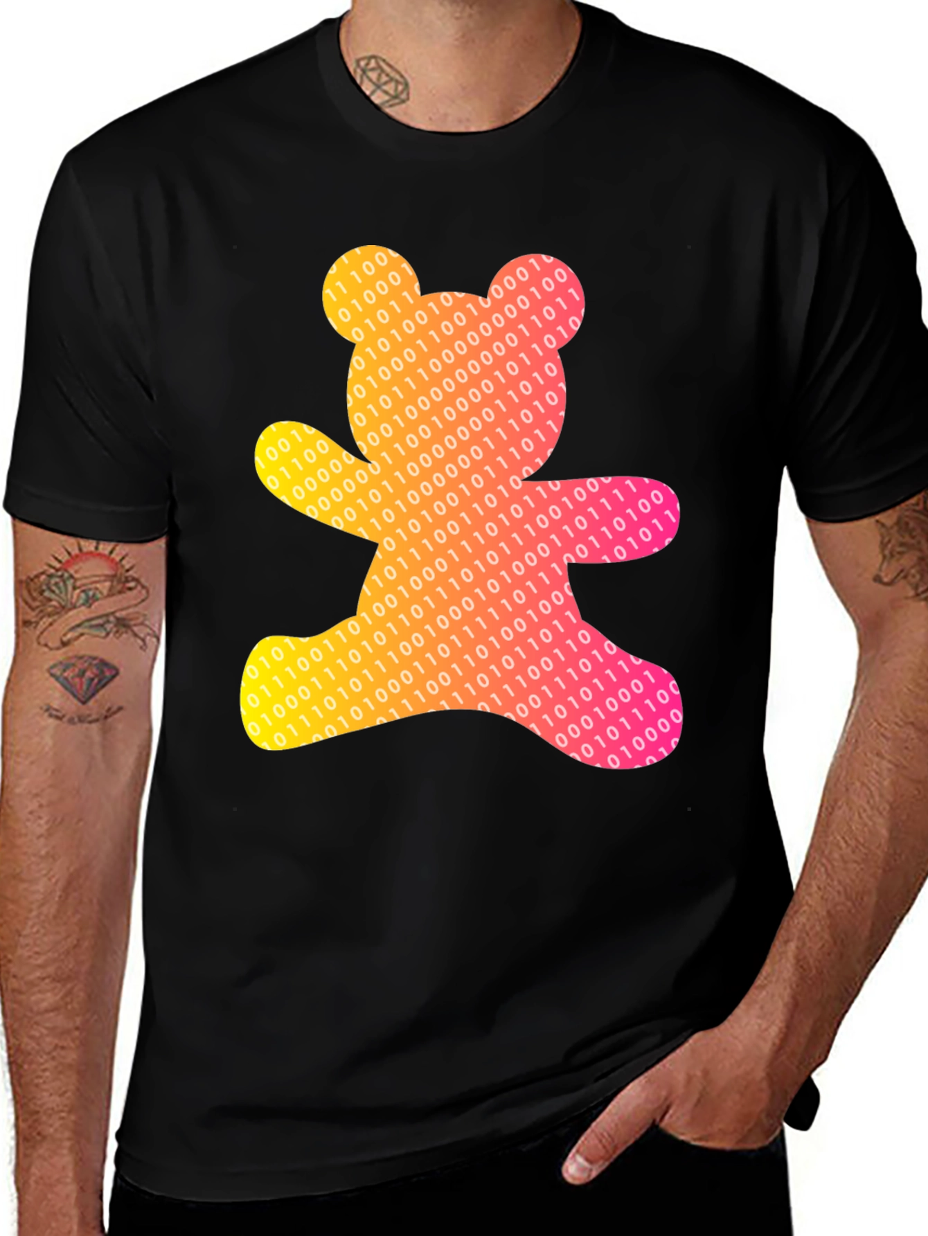 Variant 13 of Binary Bear Graphic Tee - Unique Coded Design