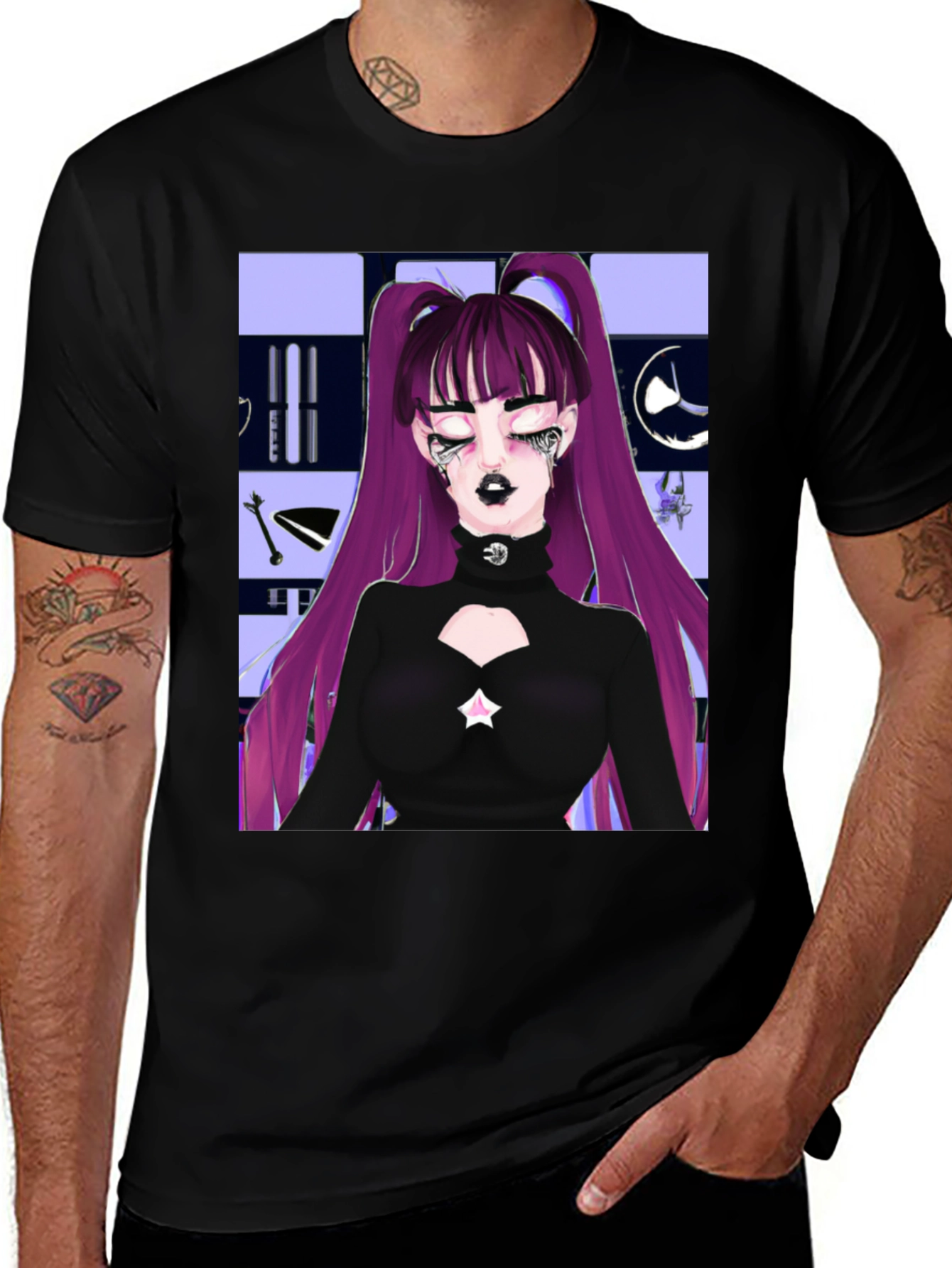 Variant 25 of Anime Girl Graphic Black T-Shirt