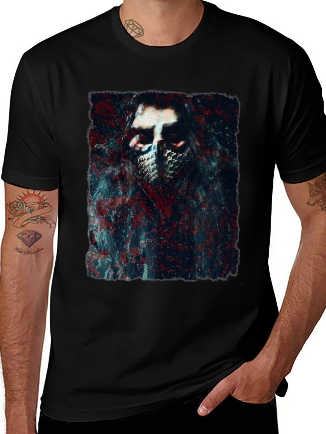 Variant 21 of Dark Warrior Graphic Tee - Men's Black T-Shirt