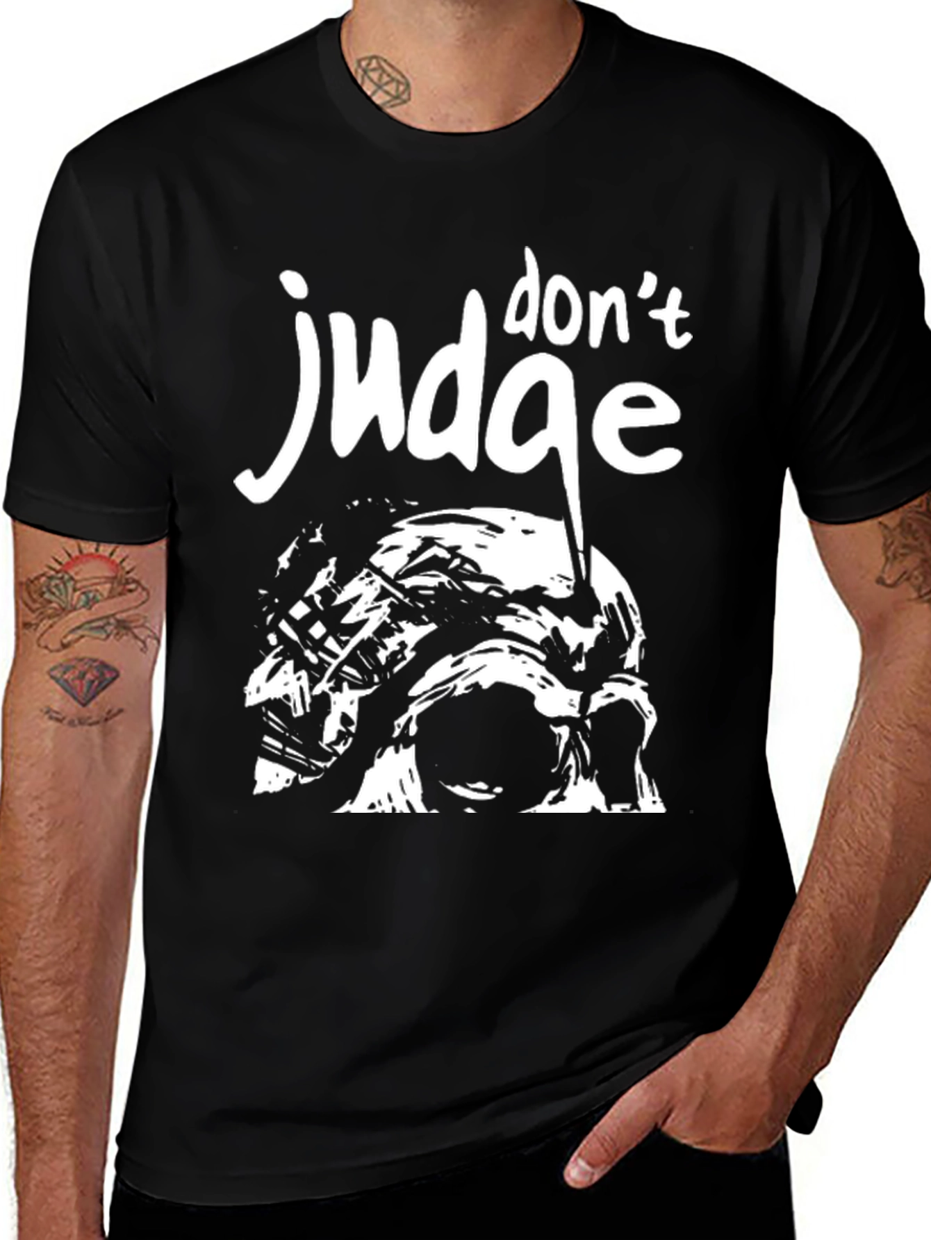 Variant 8 of Don't Judge Graphic Tee - Black Cotton