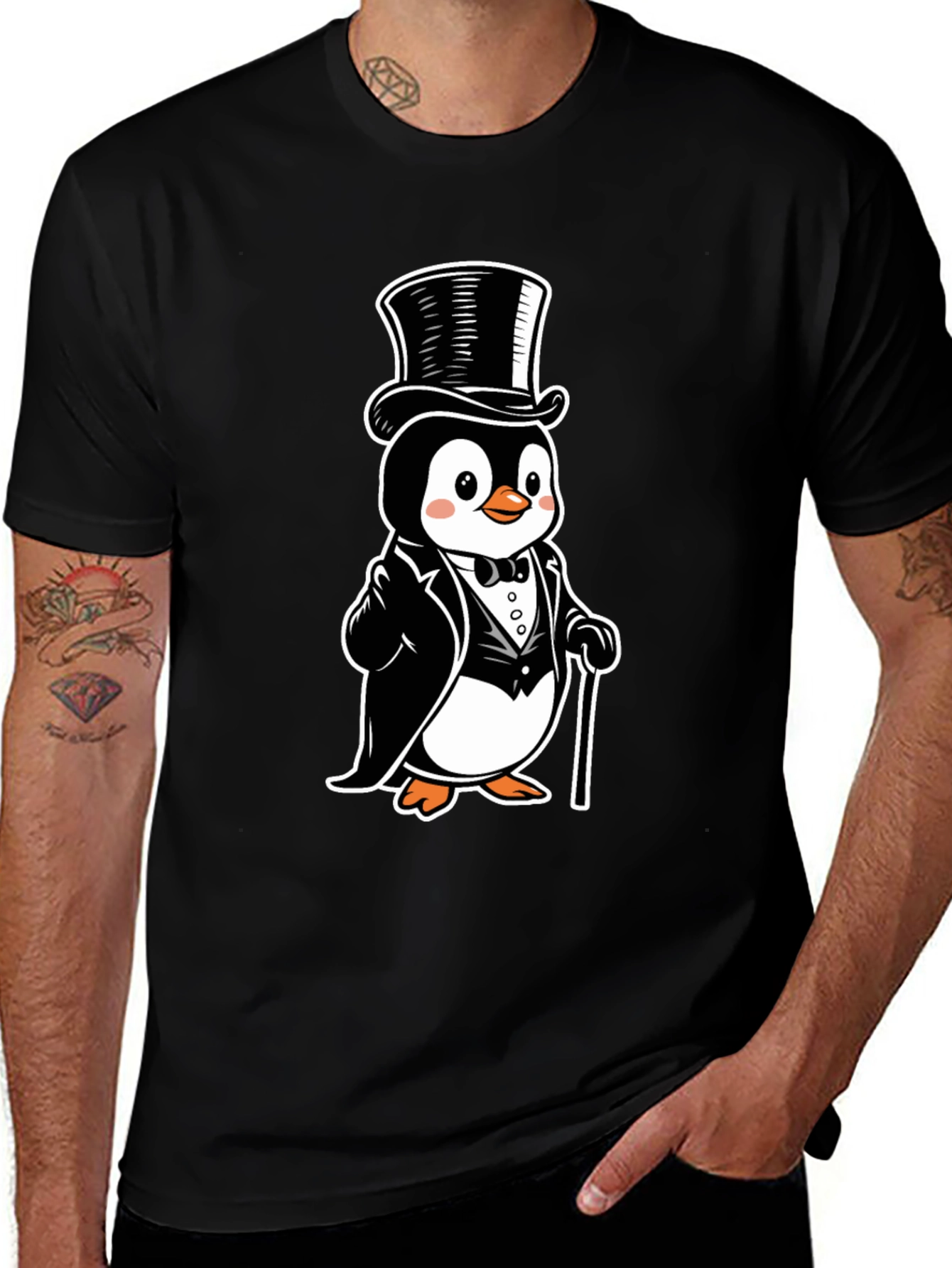 Penguin Tuxedo T-Shirt - Cartoon Style