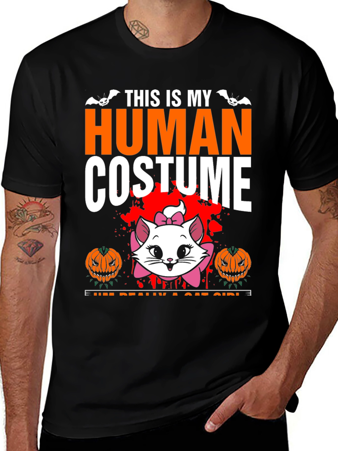 Halloween Cat Girl Costume T-Shirt