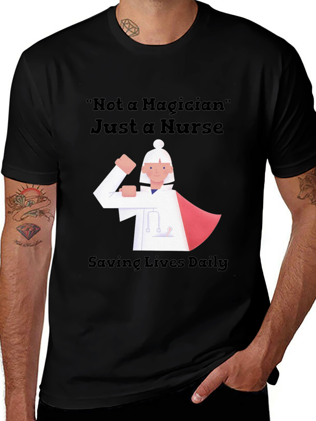 Nurse Superhero Graphic Tee - Saving Lives Daily