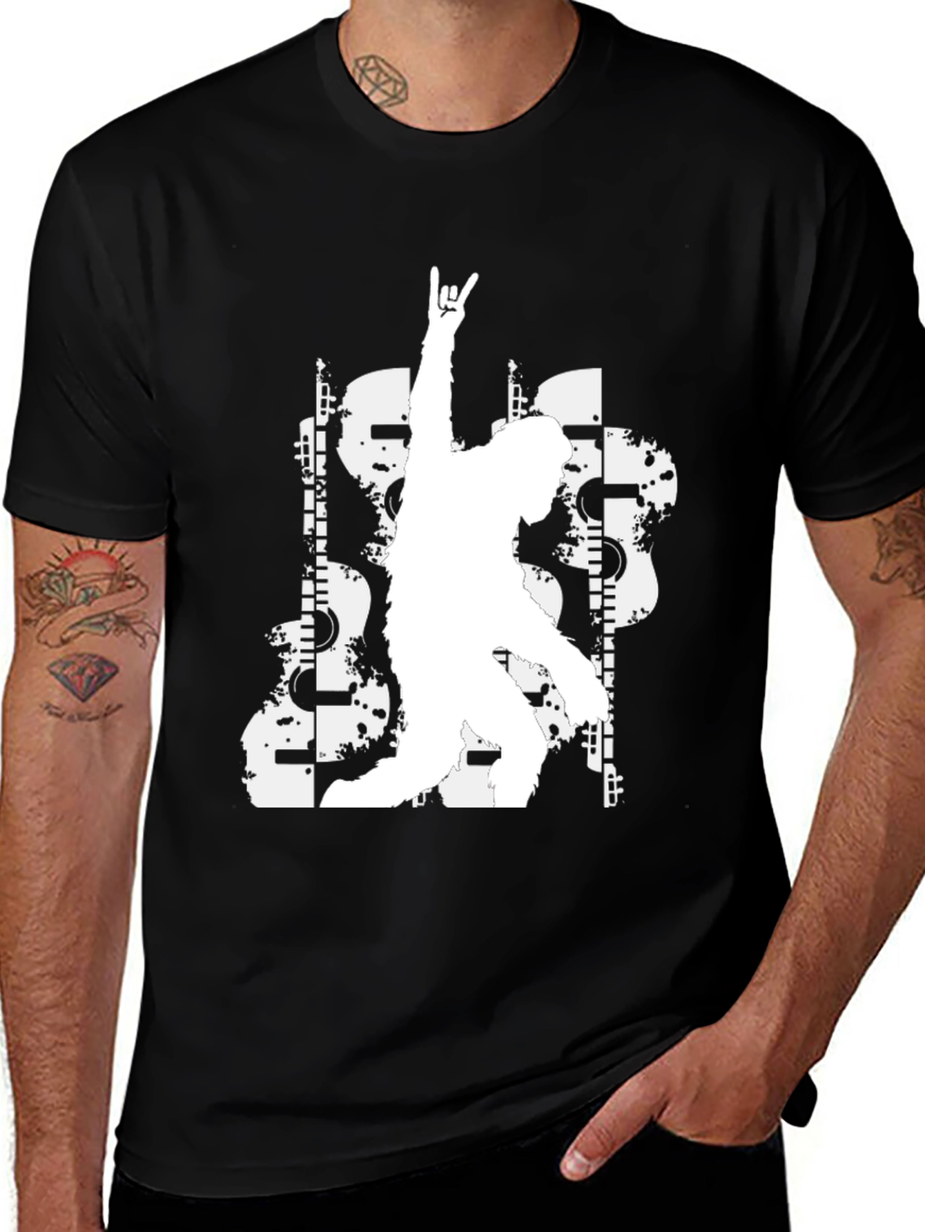 Variant 15 of Rock On Graphic Tee - Black Casual T-Shirt