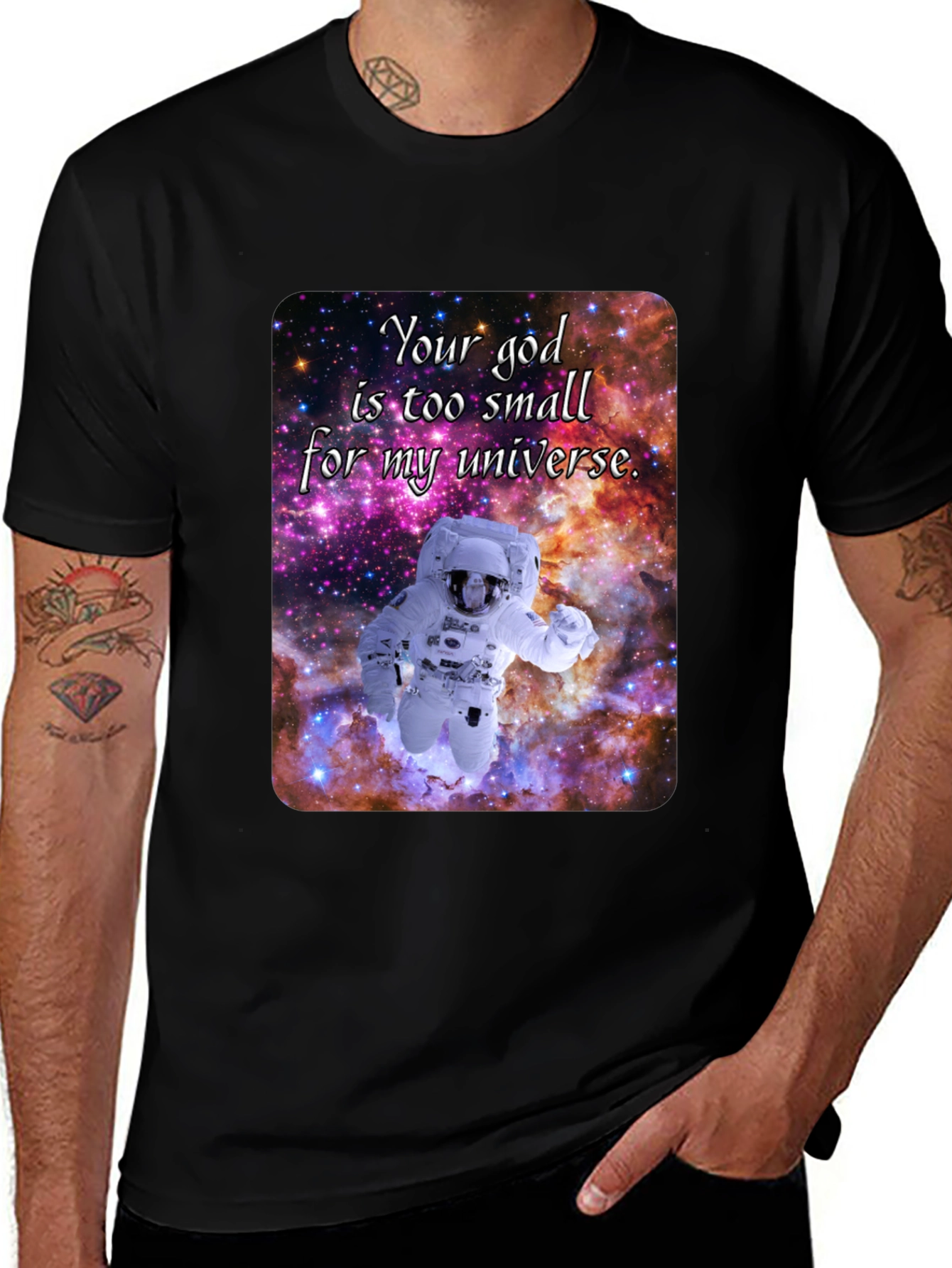 Variant 28 of Cosmic Astronaut T-Shirt - Your God is Too Small
