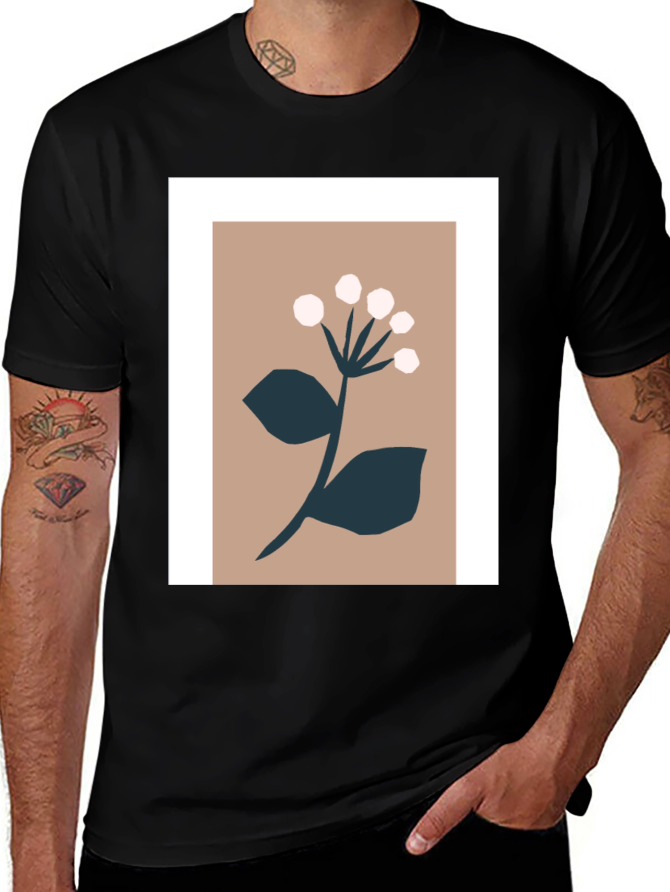 Variant 25 of Minimalist Floral Graphic Print Tee