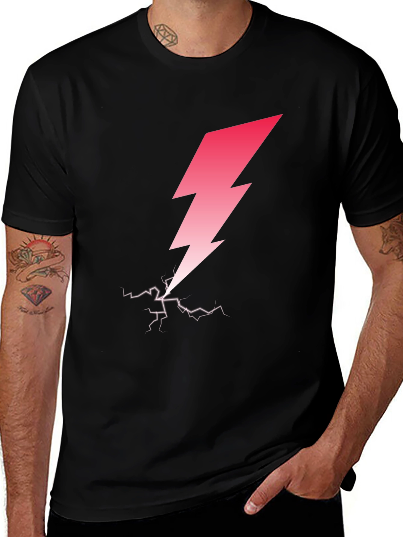 Variant 26 of Lightning Bolt Graphic Tee - Stylish Black T-Shirt