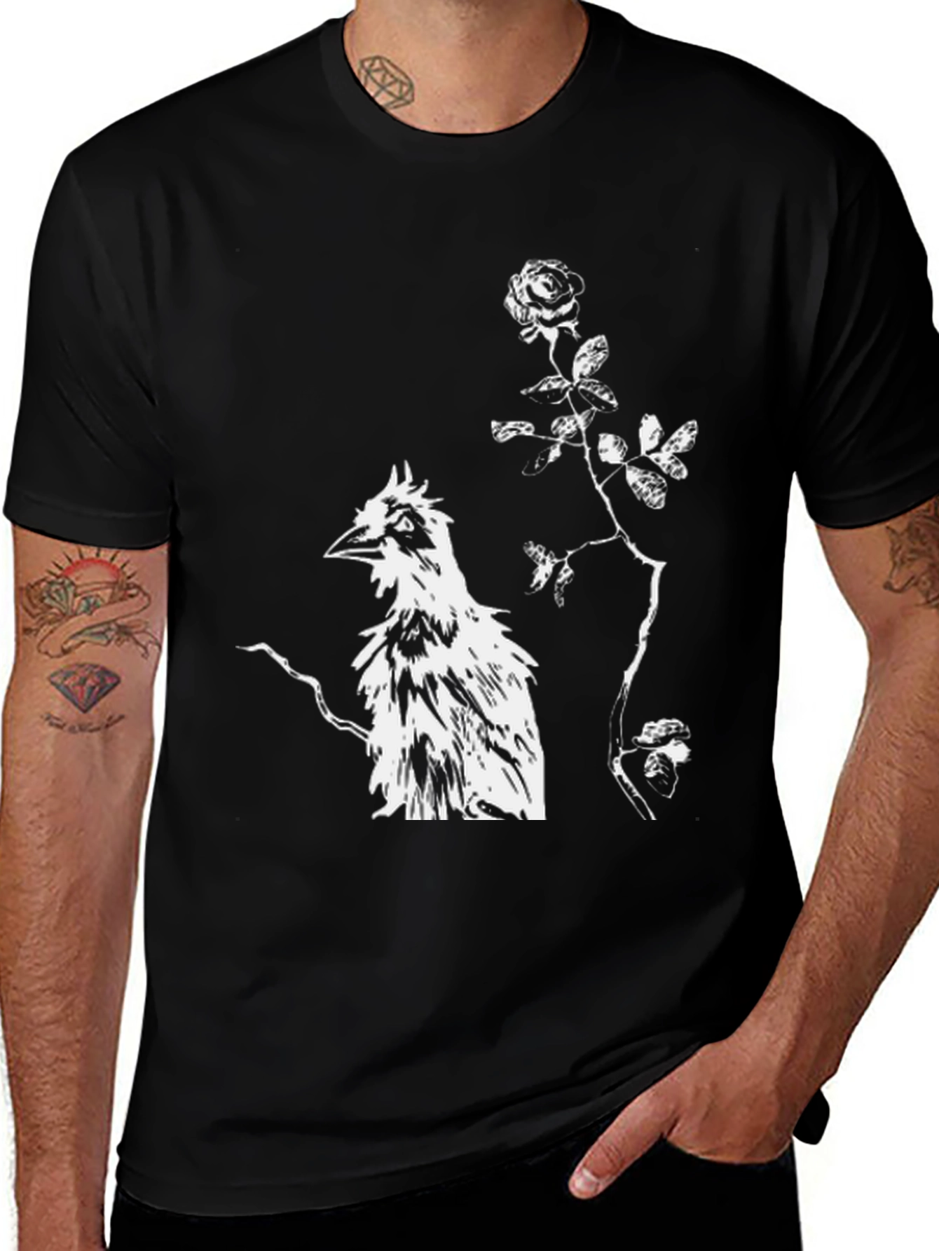 Variant 28 of Unique Bird & Rose Graphic Tee