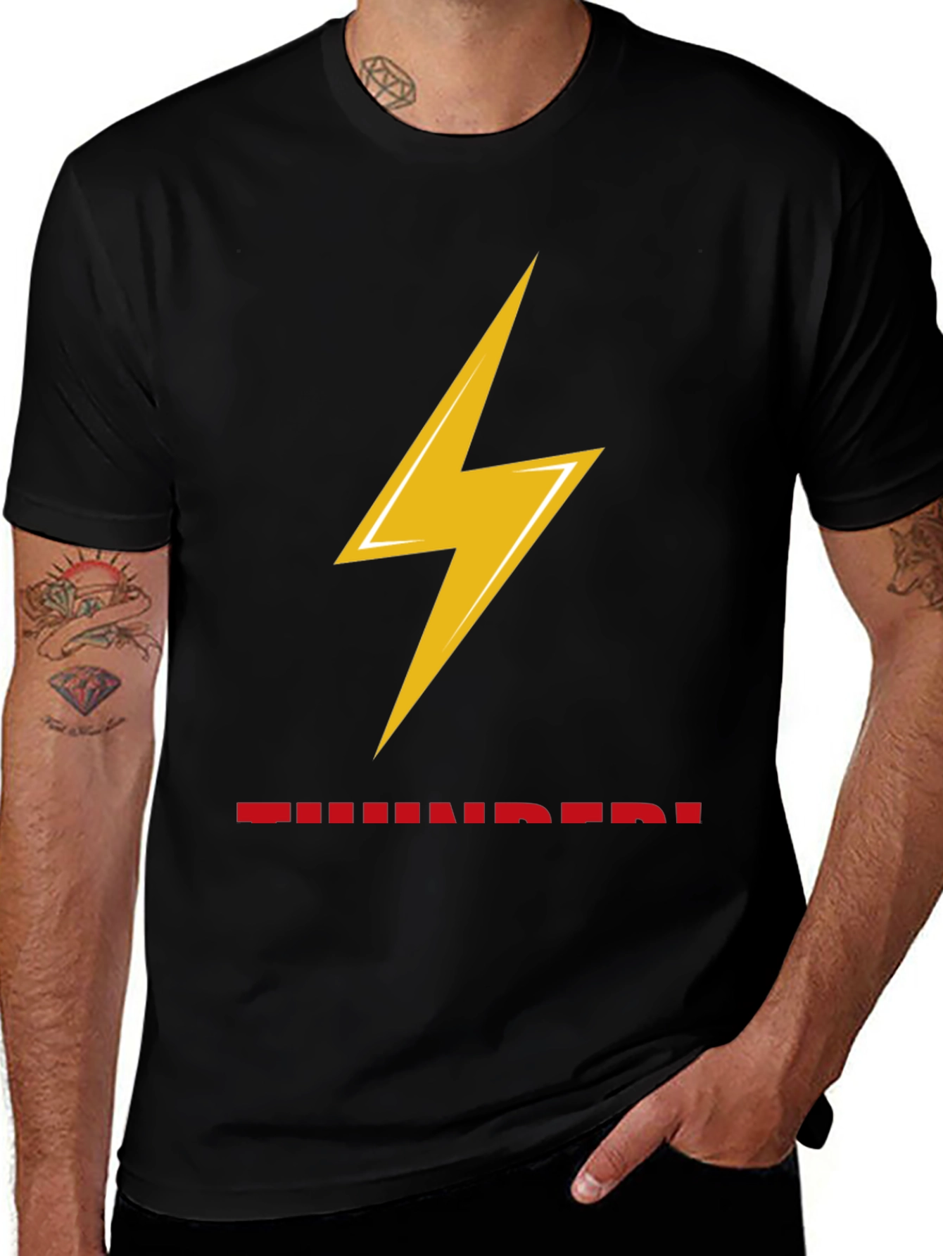 Variant 29 of Thunderbolt Graphic Tee - Bold Black Cotton T-Shirt