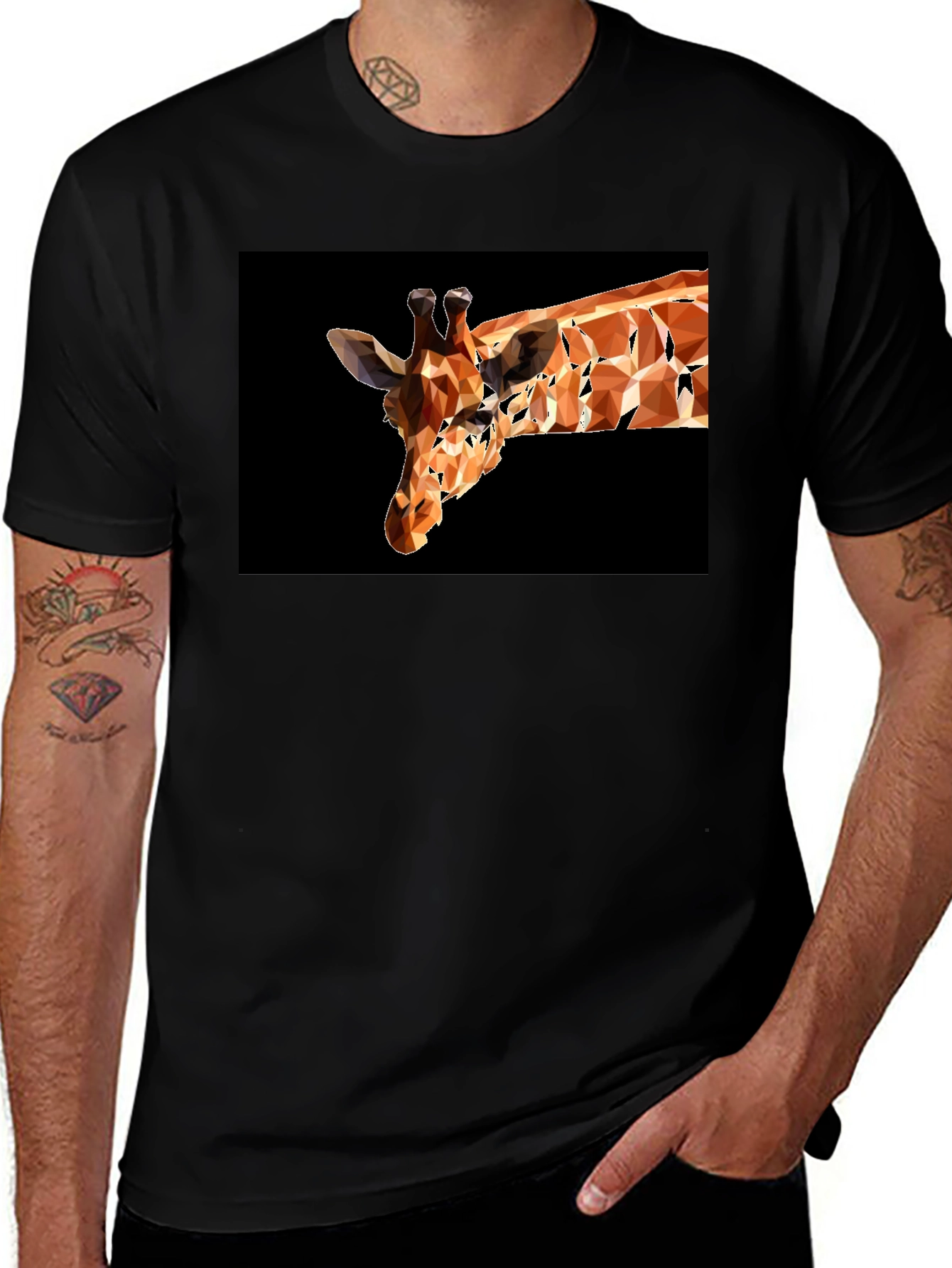 Variant 13 of Abstract Giraffe Graphic Tee - Stylish Black T-Shirt