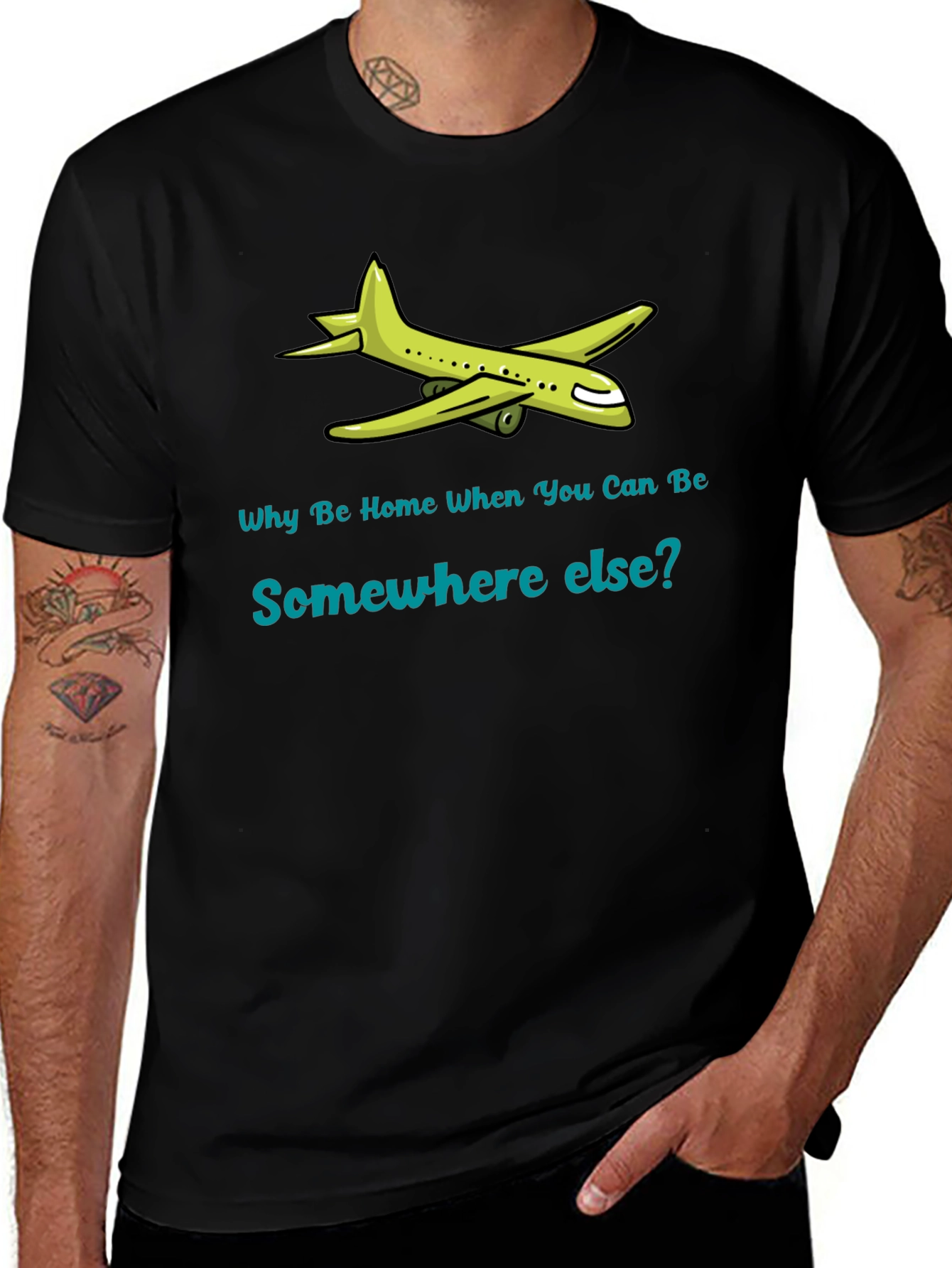 Variant 28 of Travel T-Shirt: Why Be Home? Airplane Graphic Tee