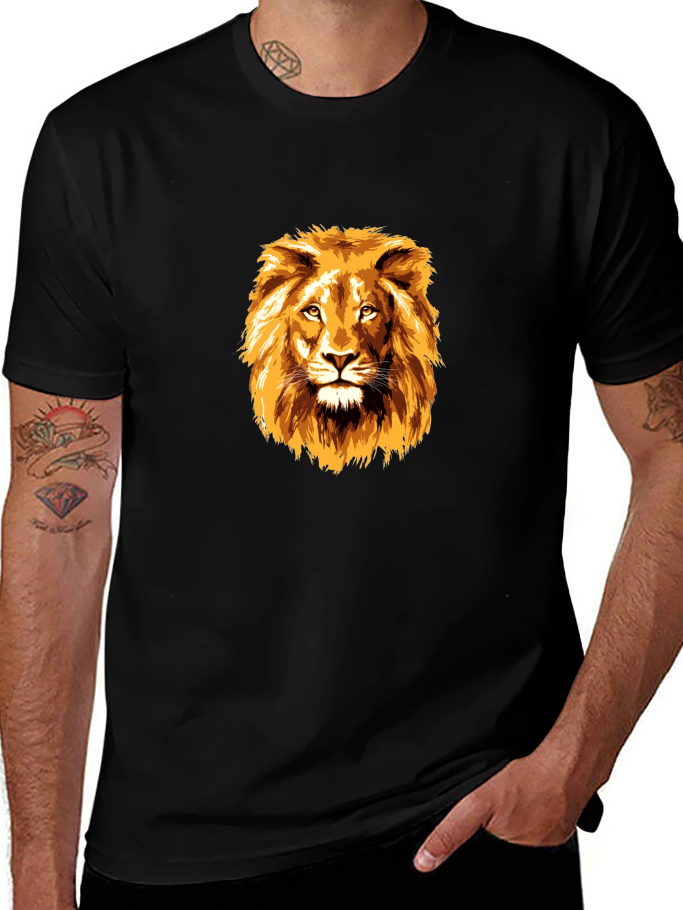 Variant 7 of Lion Graphic Print T-Shirt - Black