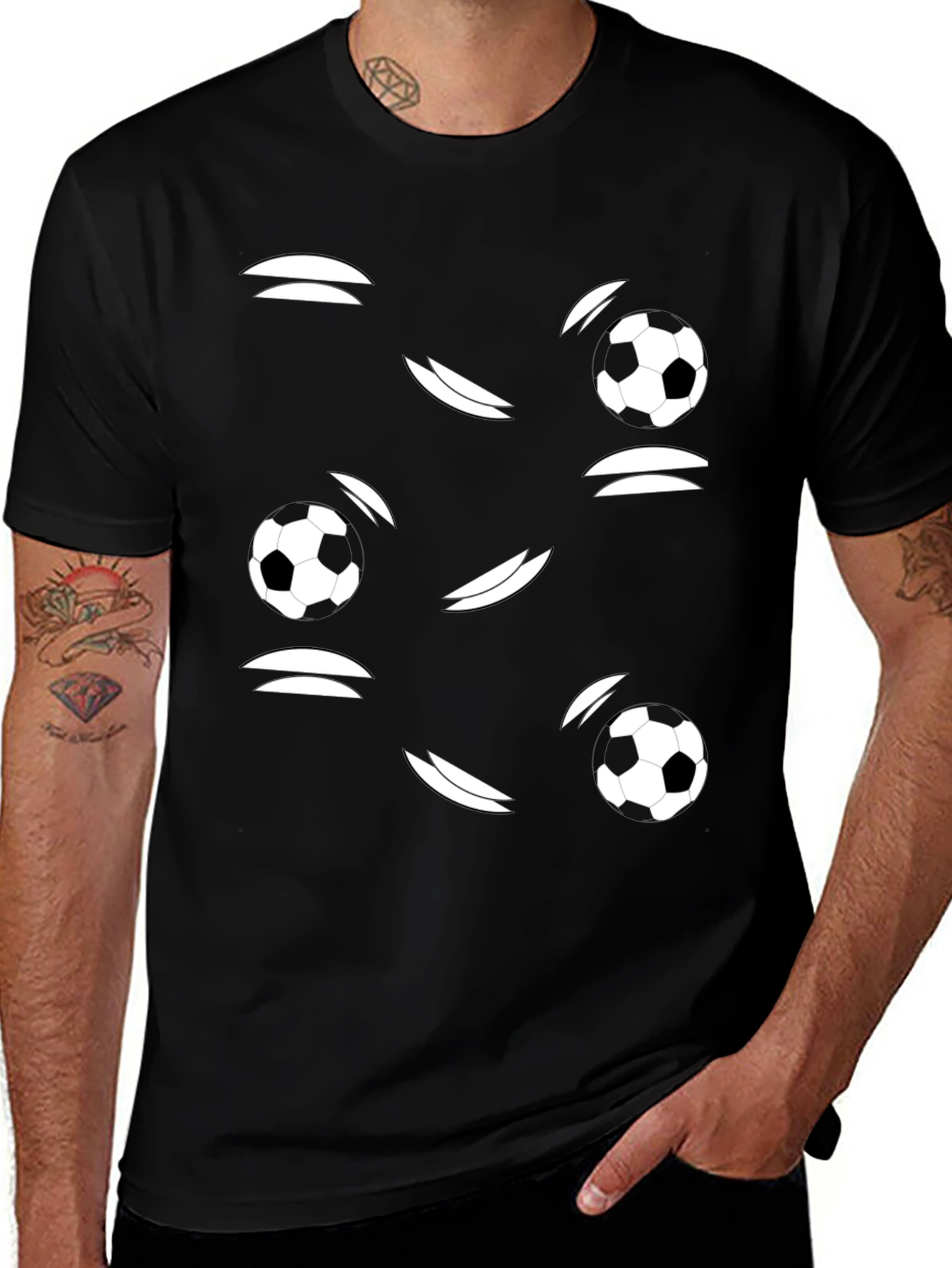 Variant 19 of Soccer Ball Graphic Black T-Shirt