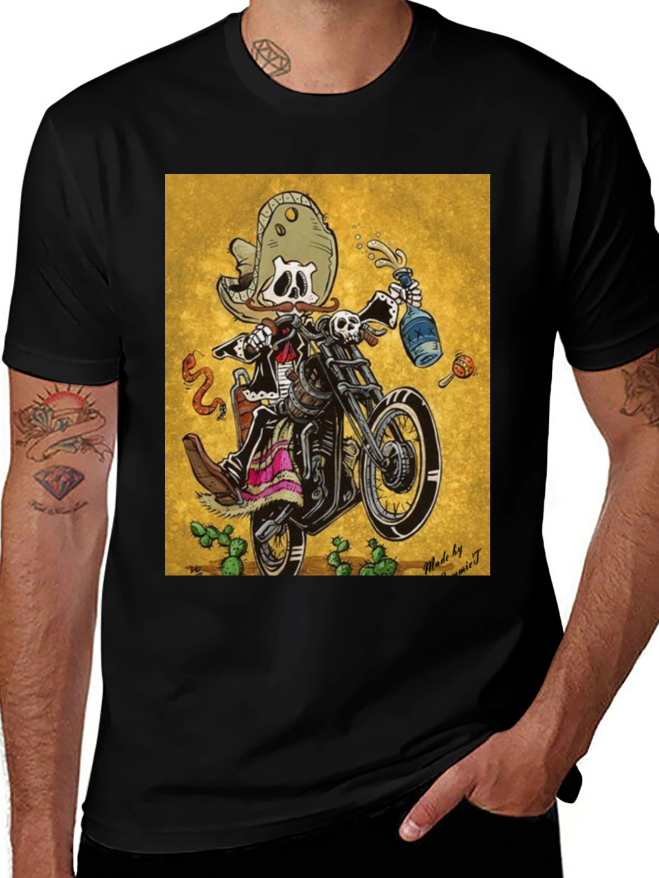 Variant 19 of Day of the Dead Biker T-Shirt