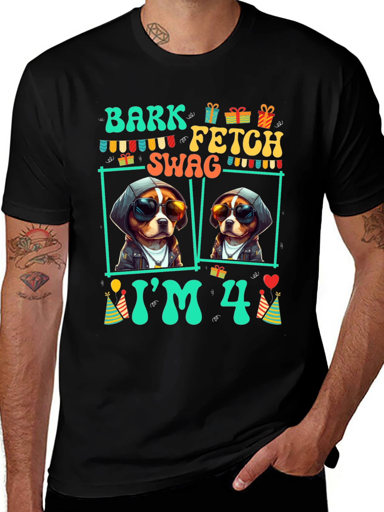 Bark Fetch Swag 4th Birthday Dog Lover T-Shirt