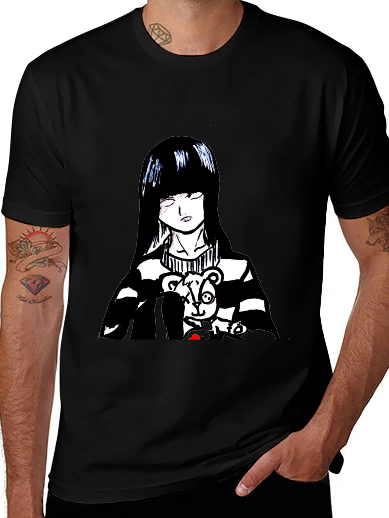 Variant 6 of Anime Girl Graphic Tee - Black