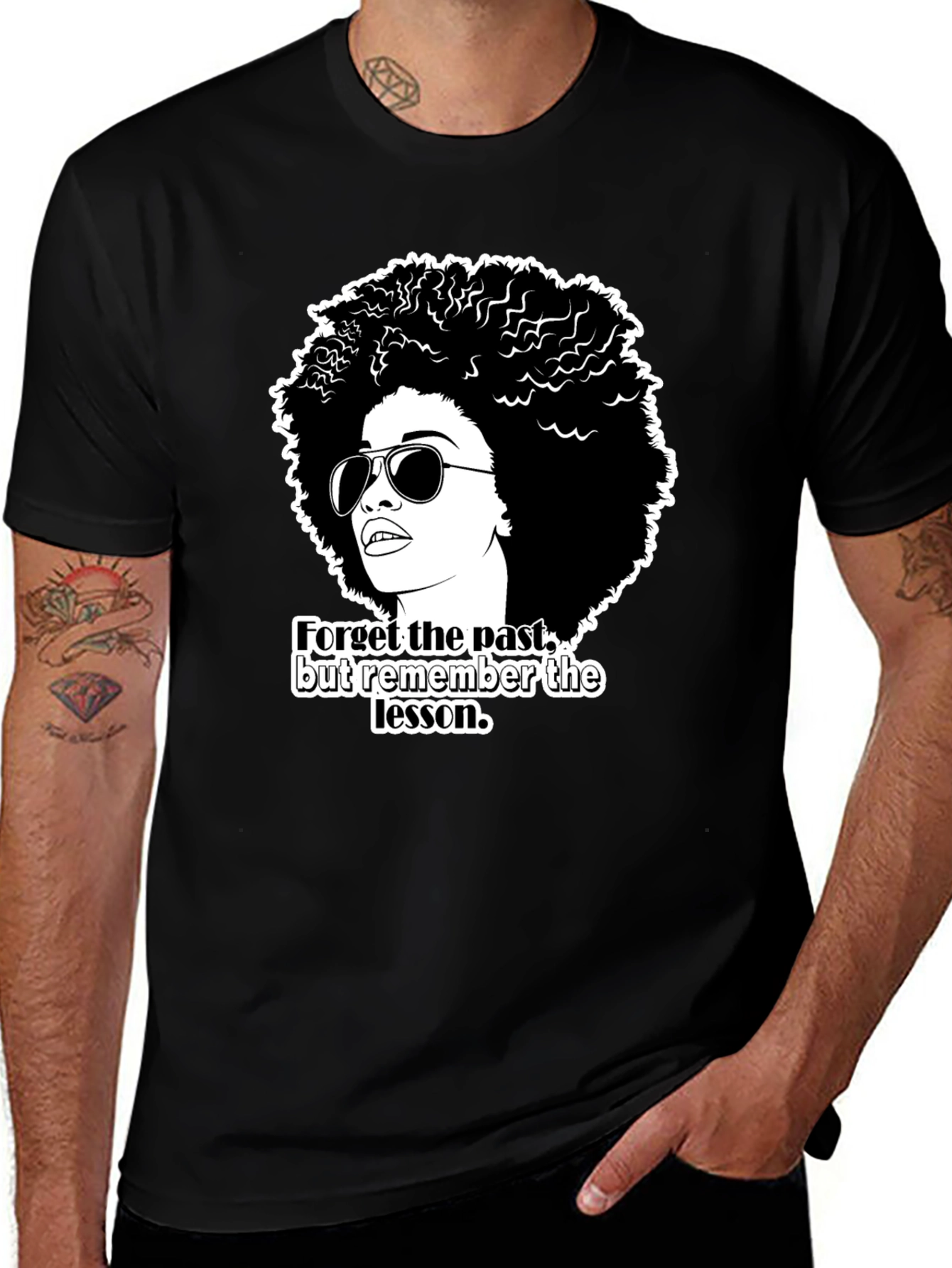 Variant 26 of Afro Woman Graphic Tee - Forget The Past T-Shirt