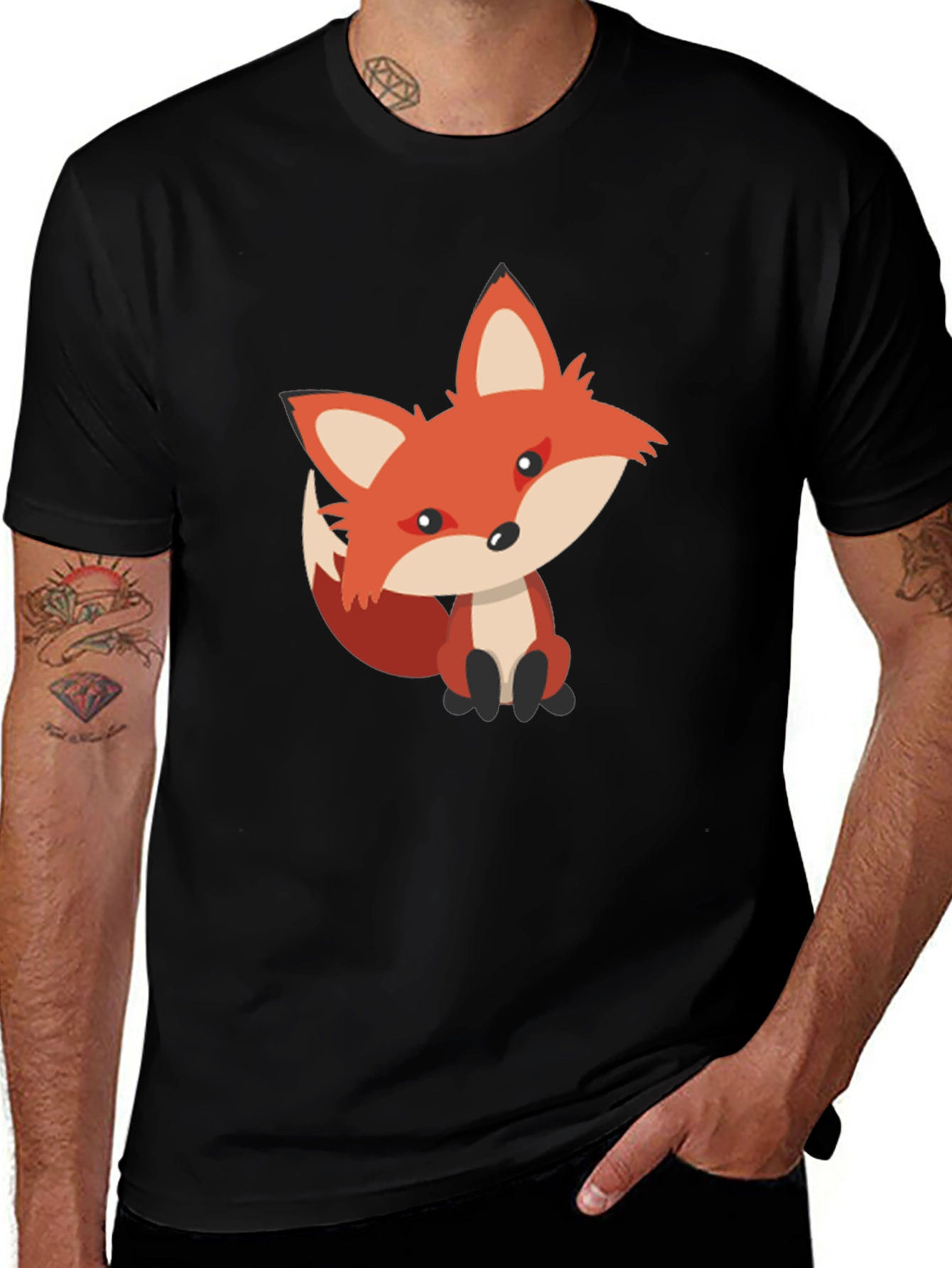 Variant 23 of Cute Fox Graphic Tee - Black