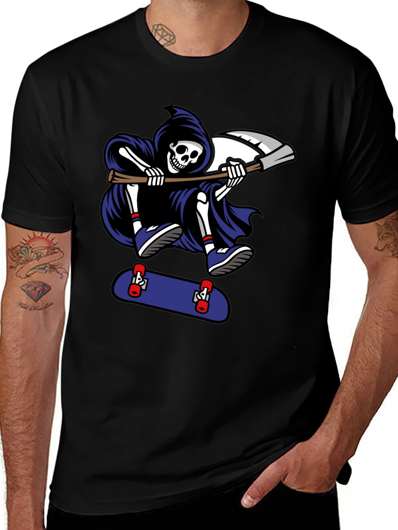 Variant 20 of Skateboarding Grim Reaper T-Shirt - Black