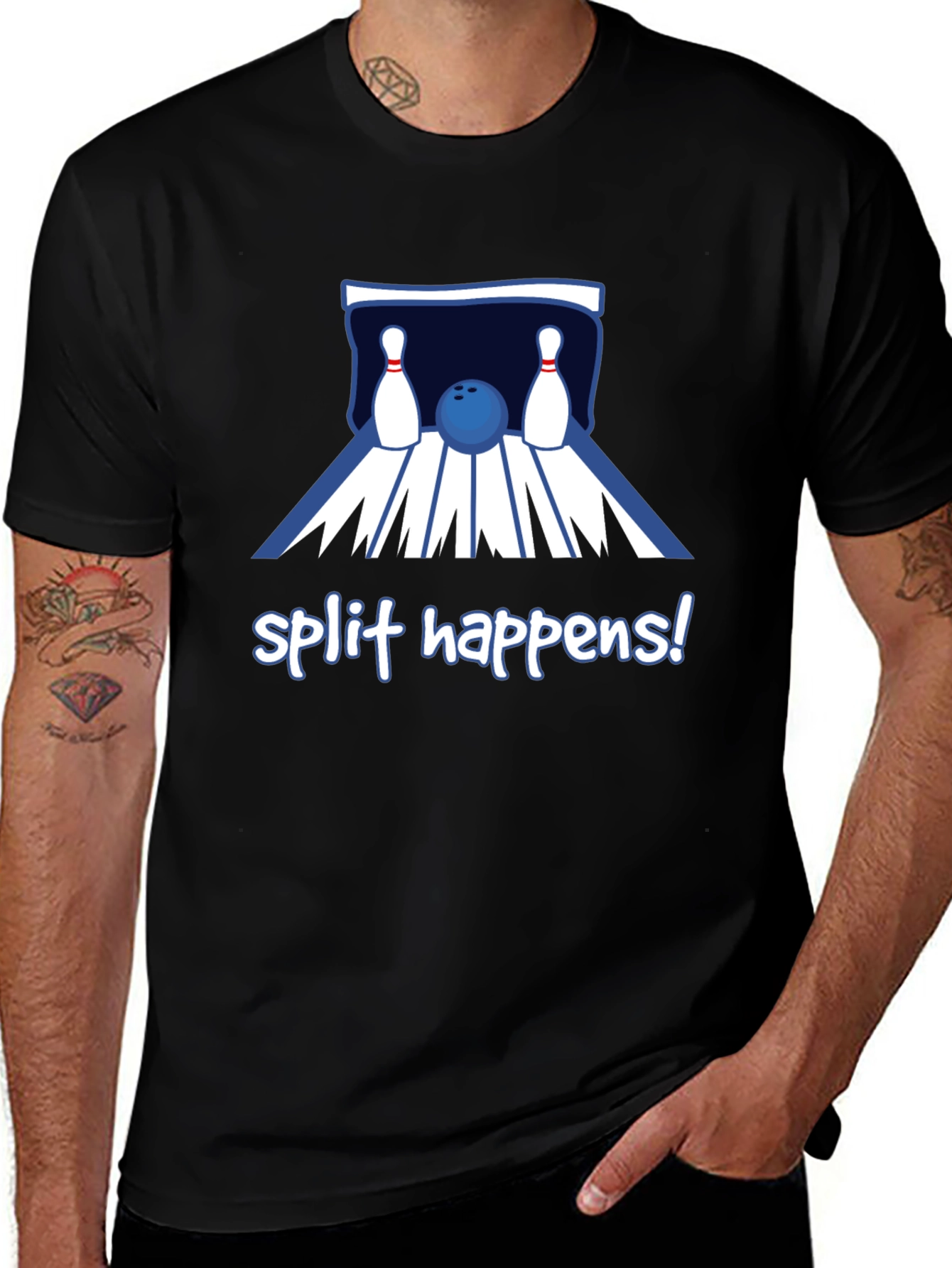 Variant 23 of Split Happens Bowling T-Shirt - Black