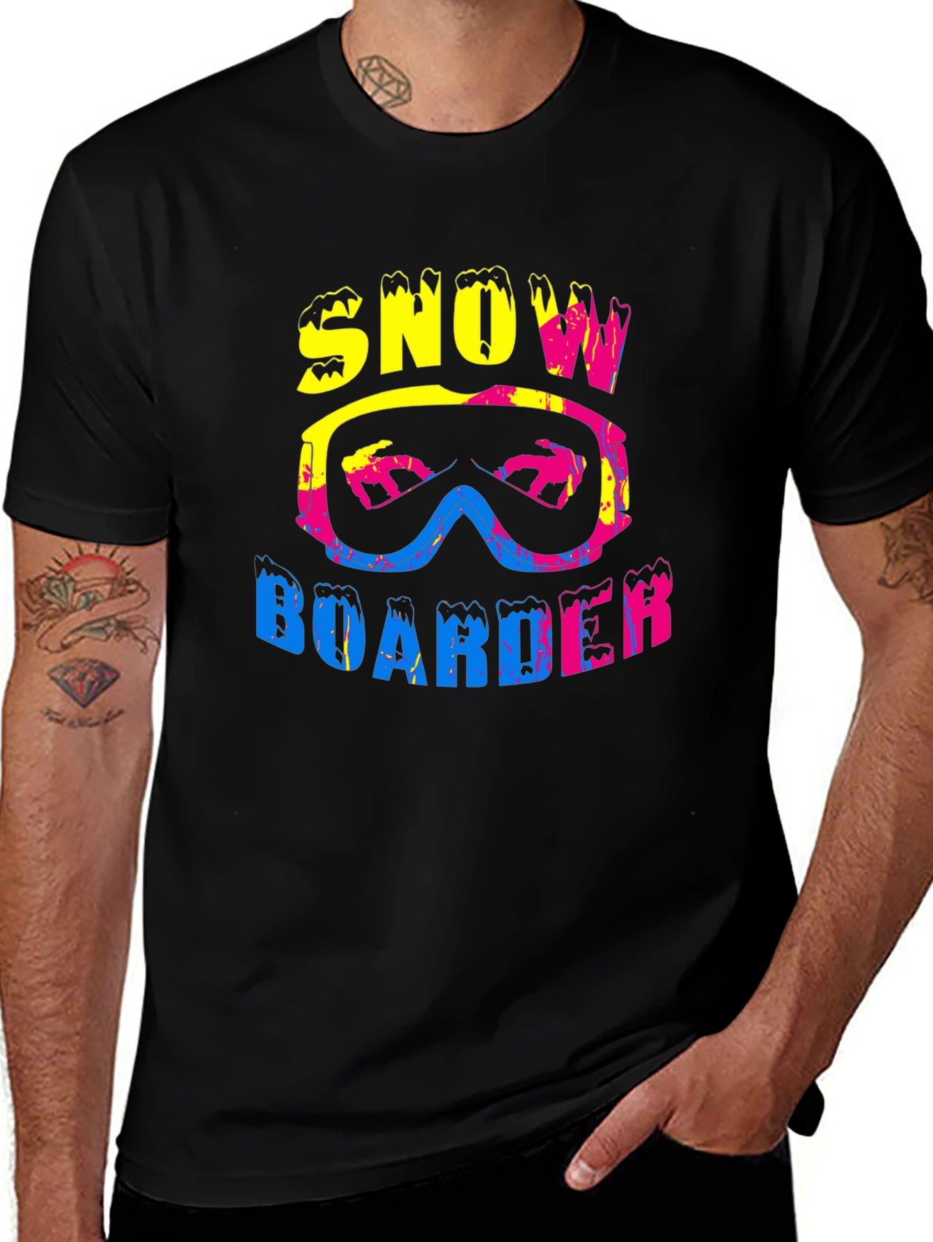 Variant 11 of Snowboarder Graphic Print Black T-Shirt