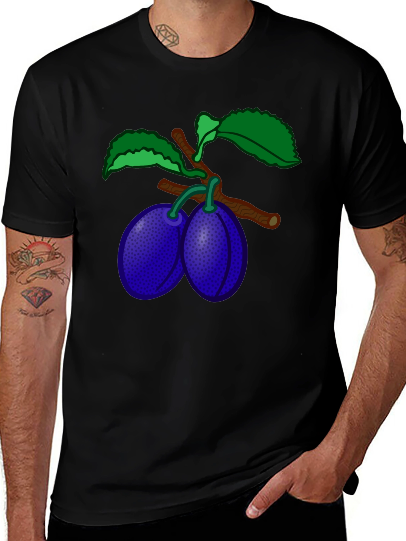 Variant 5 of Plum Branch Graphic T-Shirt - Stylish Black Tee