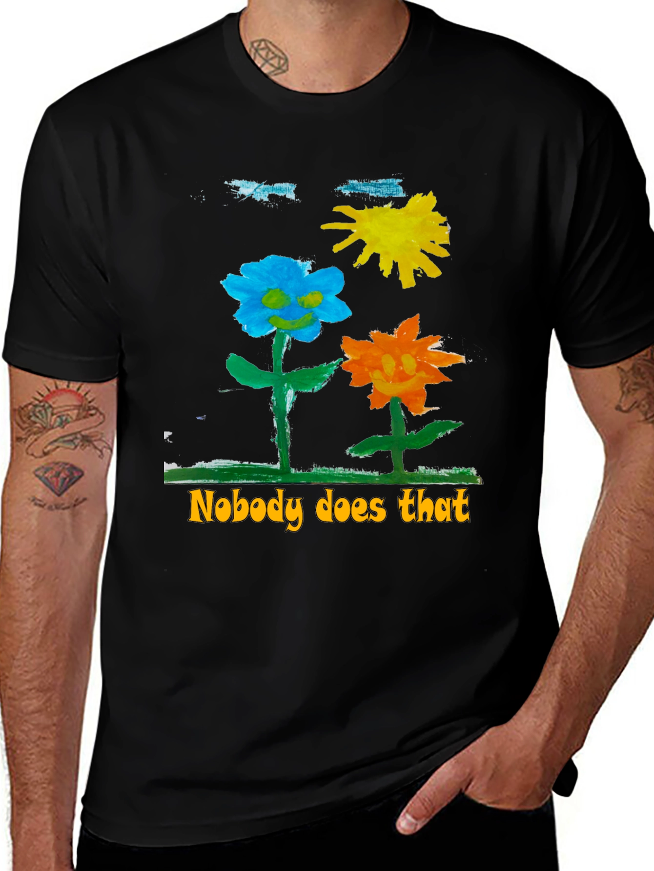 Variant 25 of Funny Flower Child Drawing Graphic Tee