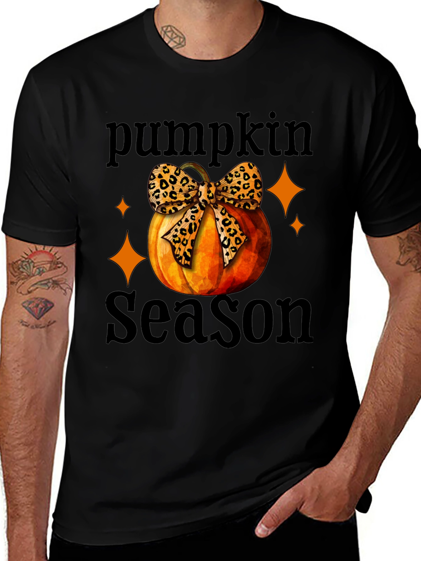 Variant 13 of Pumpkin Season Leopard Bow T-Shirt