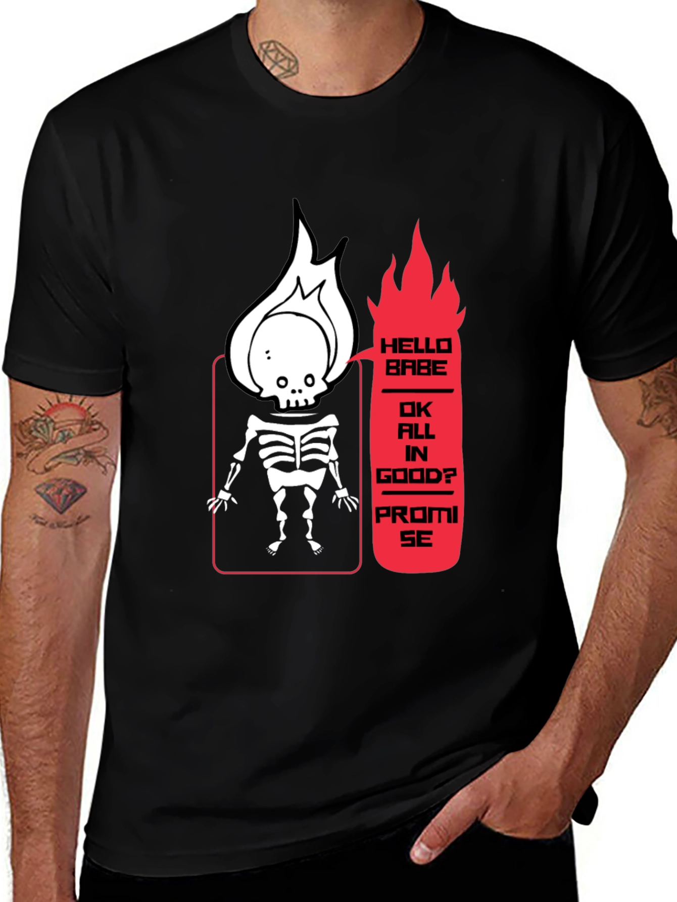 Variant 9 of Skeleton Flame Graphic Tee - Hello Babe