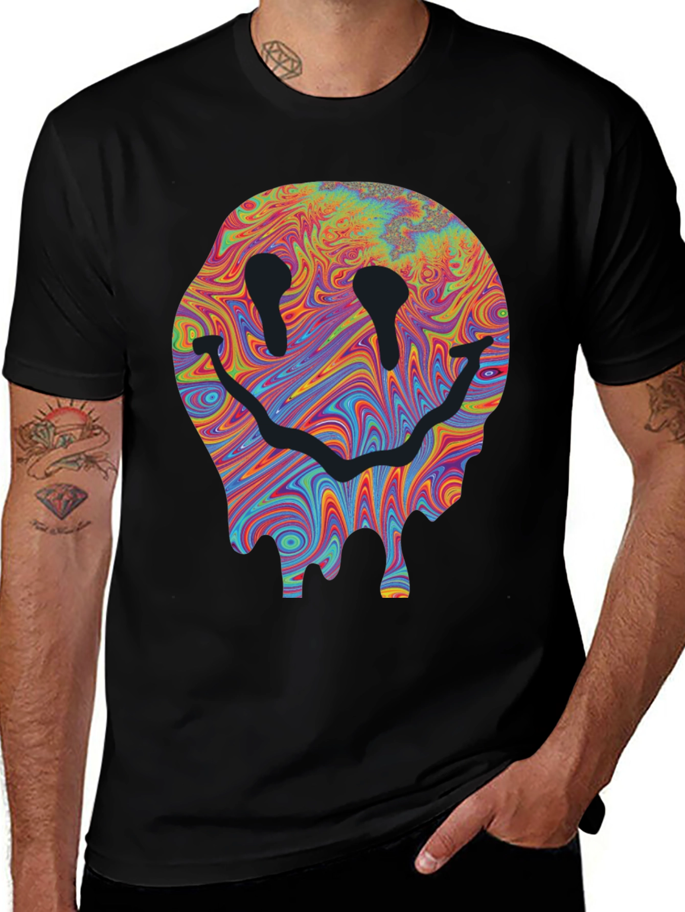 Variant 28 of Melting Smiley Face Graphic T-Shirt