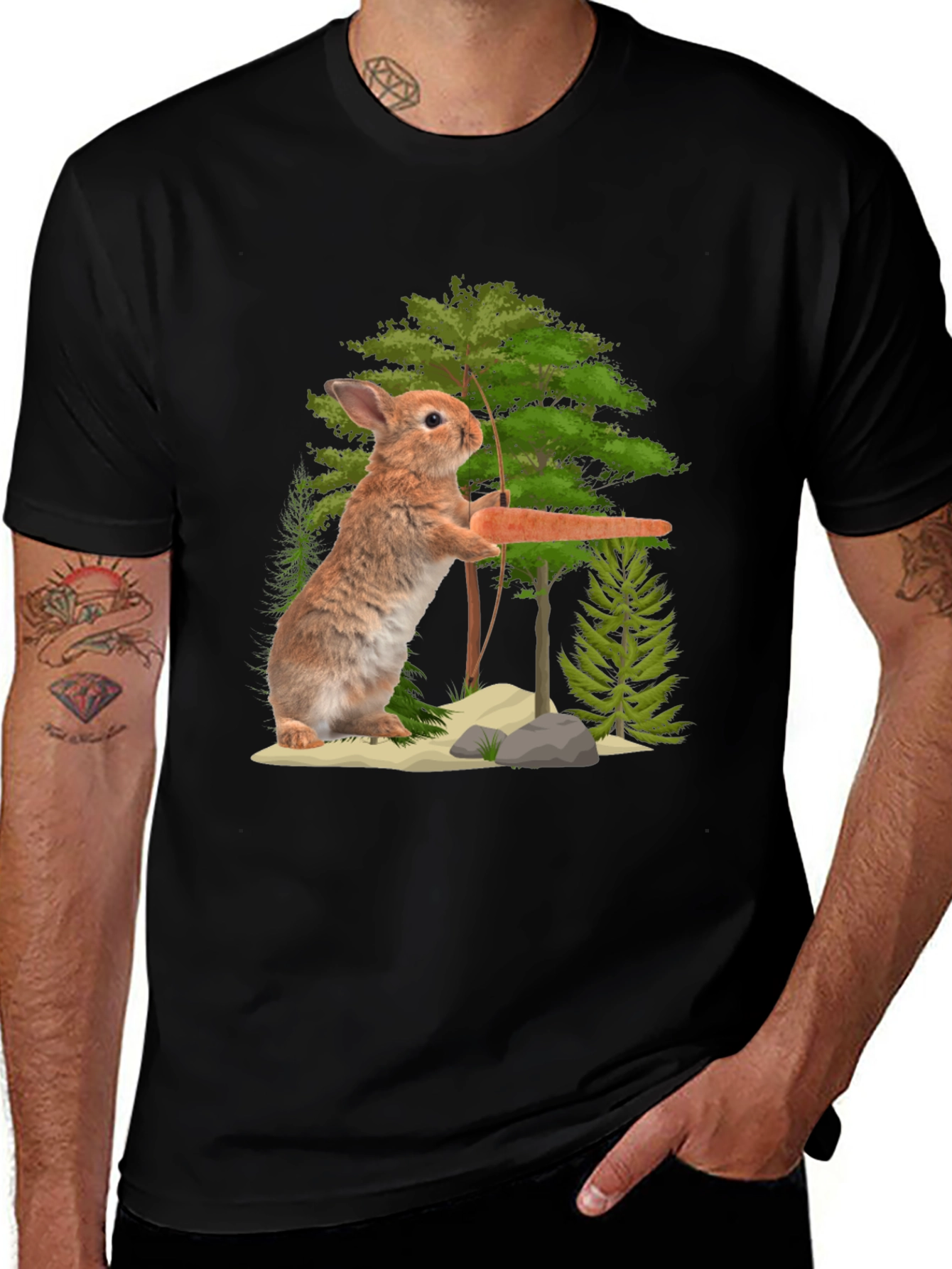 Variant 6 of Rabbit Holding Carrot Graphic T-Shirt