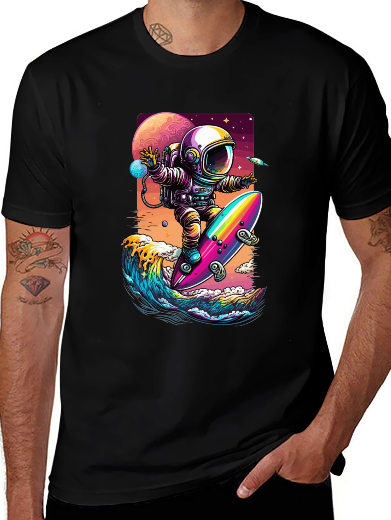 Variant 20 of Astronaut Surfing Graphic Tee - Space Adventure T-Shirt