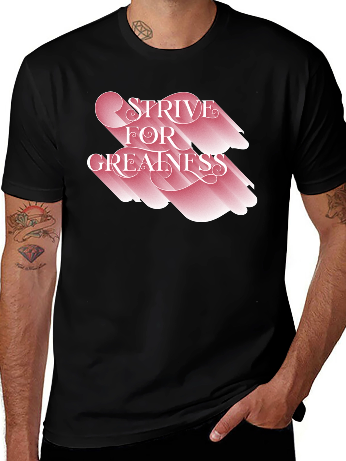 Variant 29 of Strive For Greatness Graphic Tee - Black Casual T-Shirt