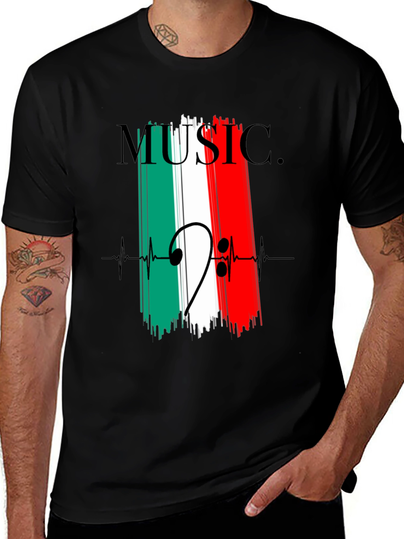 Variant 21 of Music Note Italian Flag T-Shirt