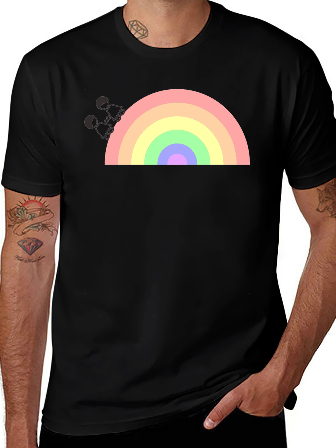 Black Rainbow Graphic T-Shirt - Black Cotton Blend main image
