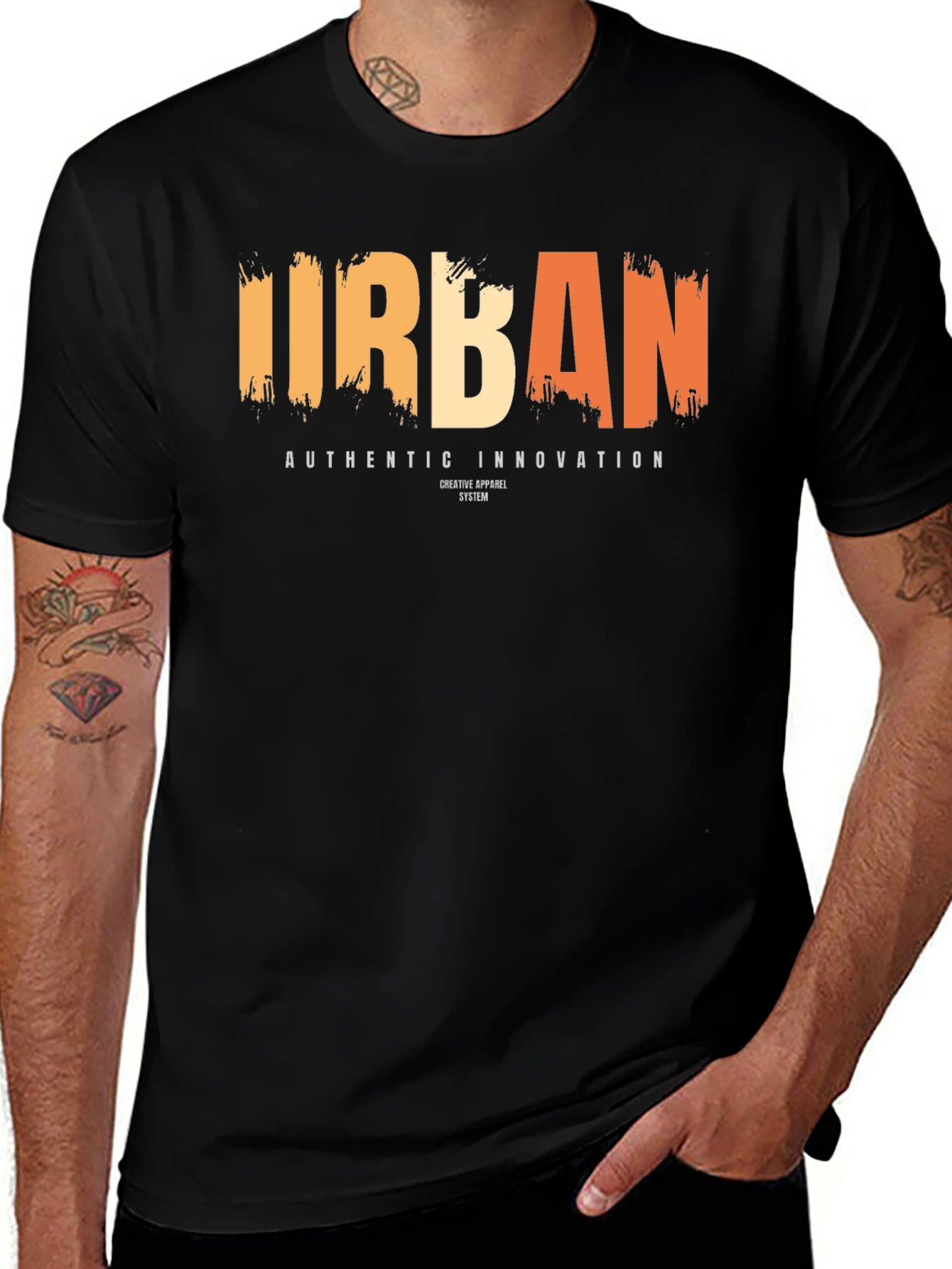 Variant 21 of Urban Graphic Tee - Men's Black T-Shirt
