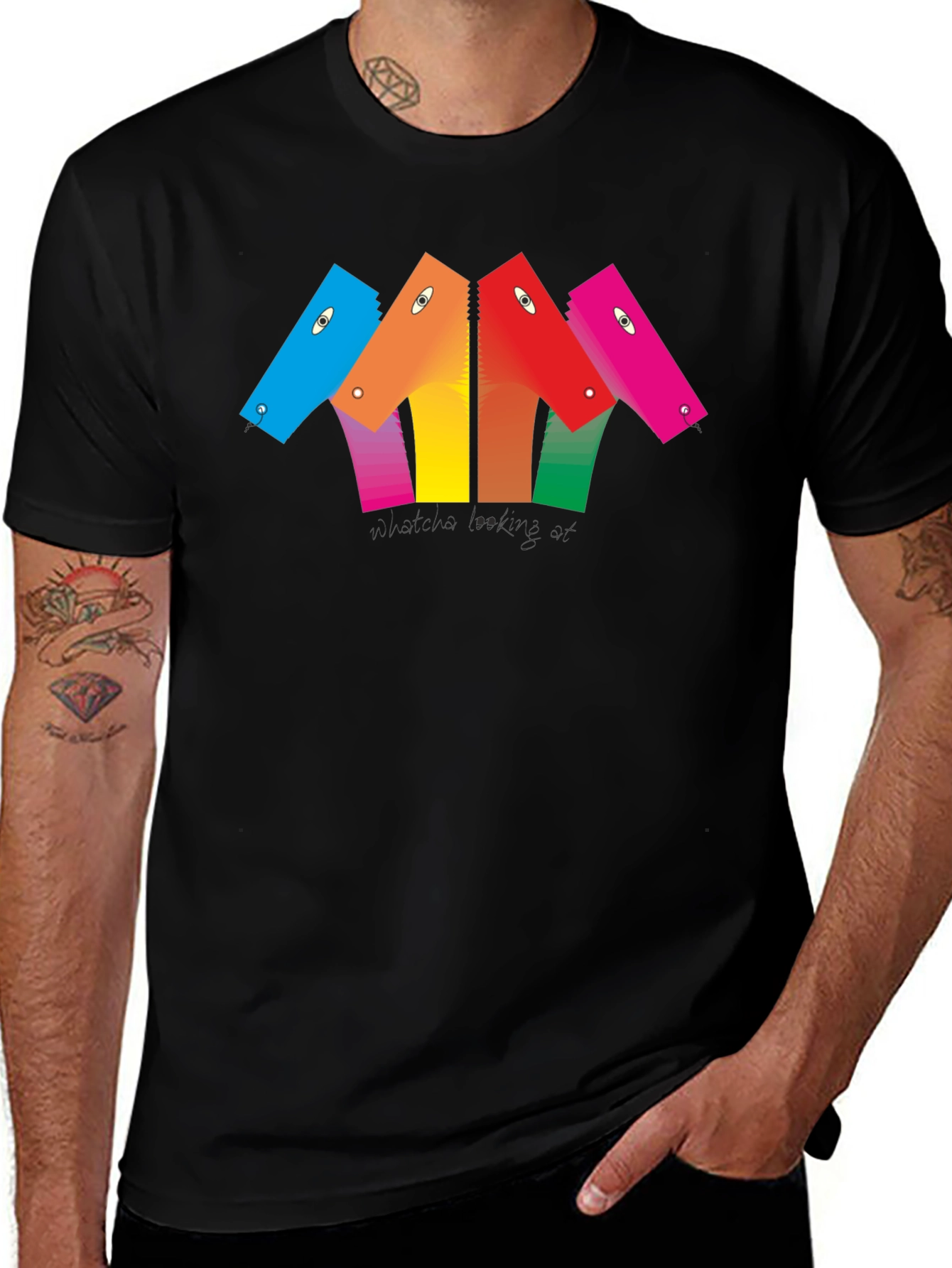Variant 11 of Abstract Colorful Heads Graphic T-Shirt - Unisex Black Tee