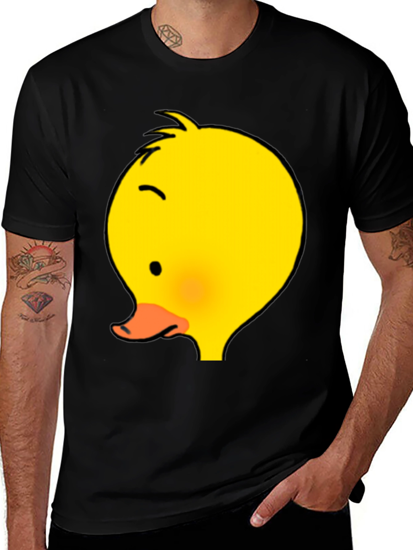 Variant 7 of Funny Duck Face Graphic T-Shirt - Black