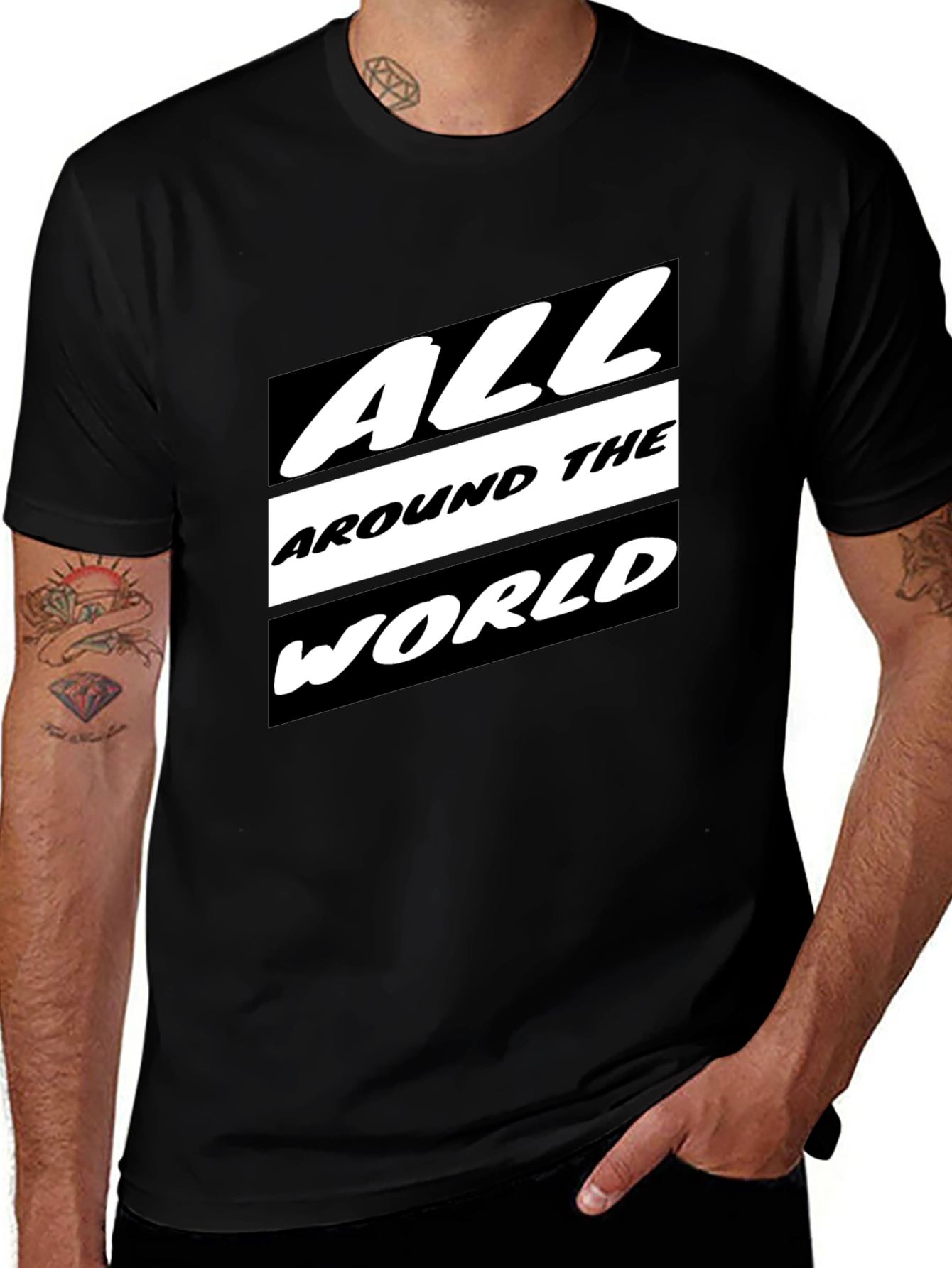 Variant 29 of All Around The World Black Graphic Tee