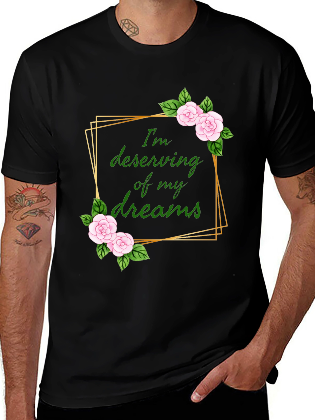 Variant 27 of Deserving Dreams Graphic Tee - Floral Accented