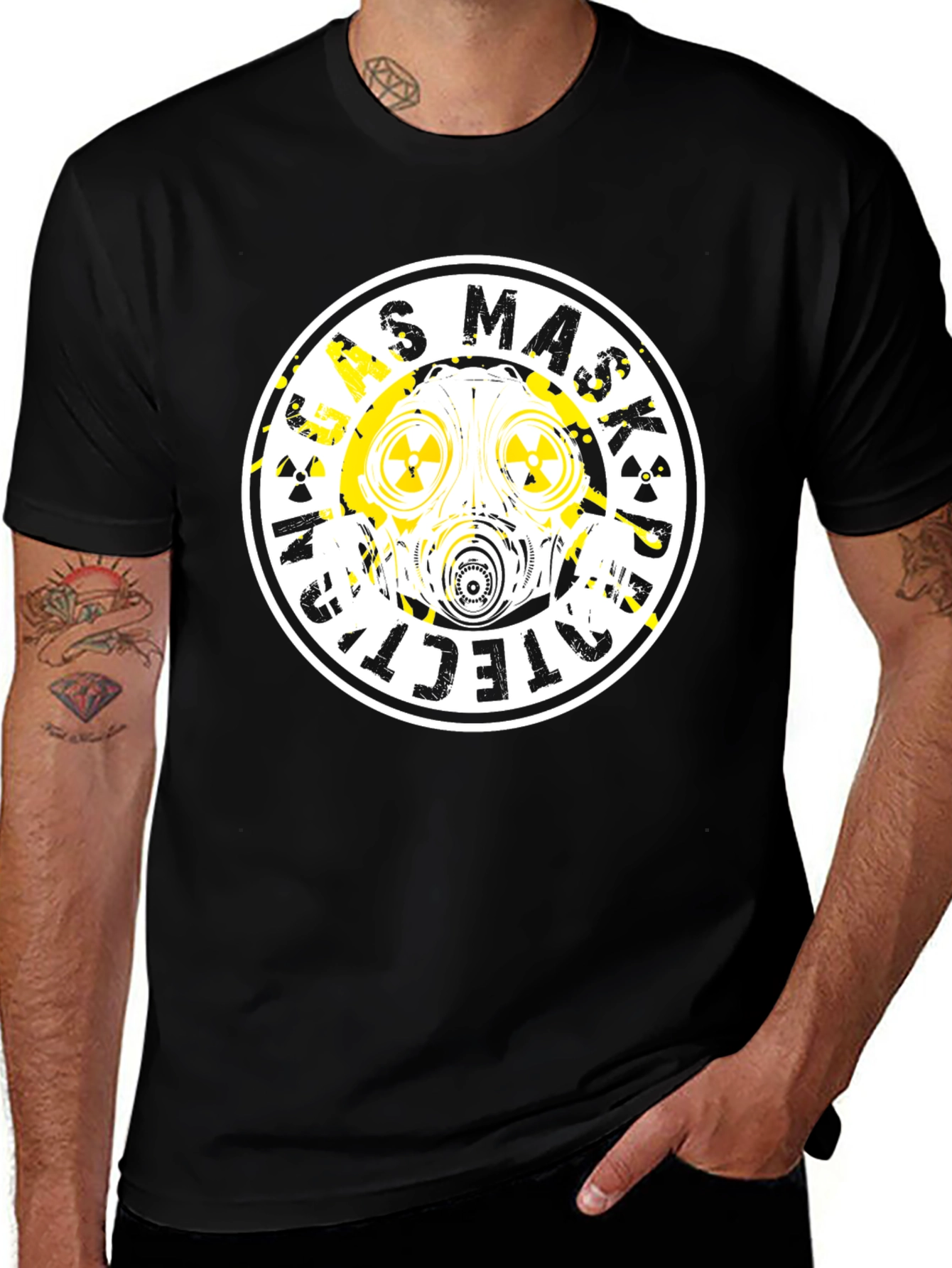 Variant 28 of Gas Mask Protection Black T-Shirt