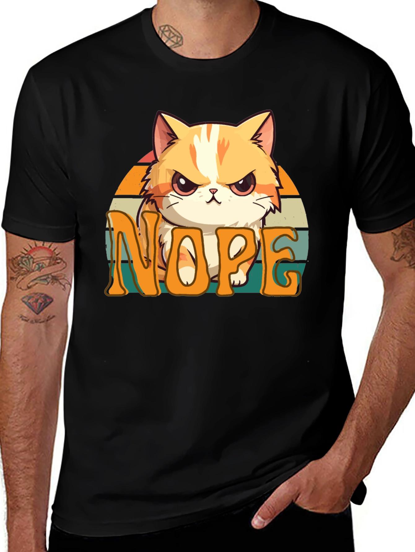 Variant 11 of Nope Cat Graphic Tee - Unisex Comfort
